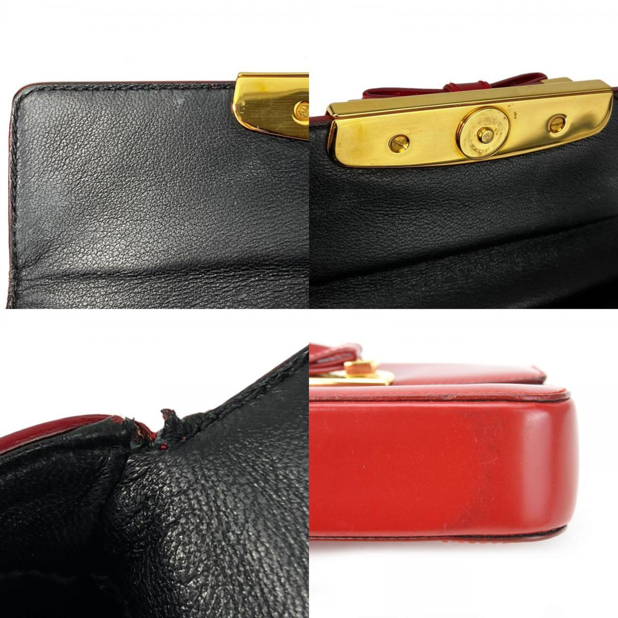 Prada Handbag BN1670 Calfskin ROSSO Red Bag Ribbon Women's PRADA