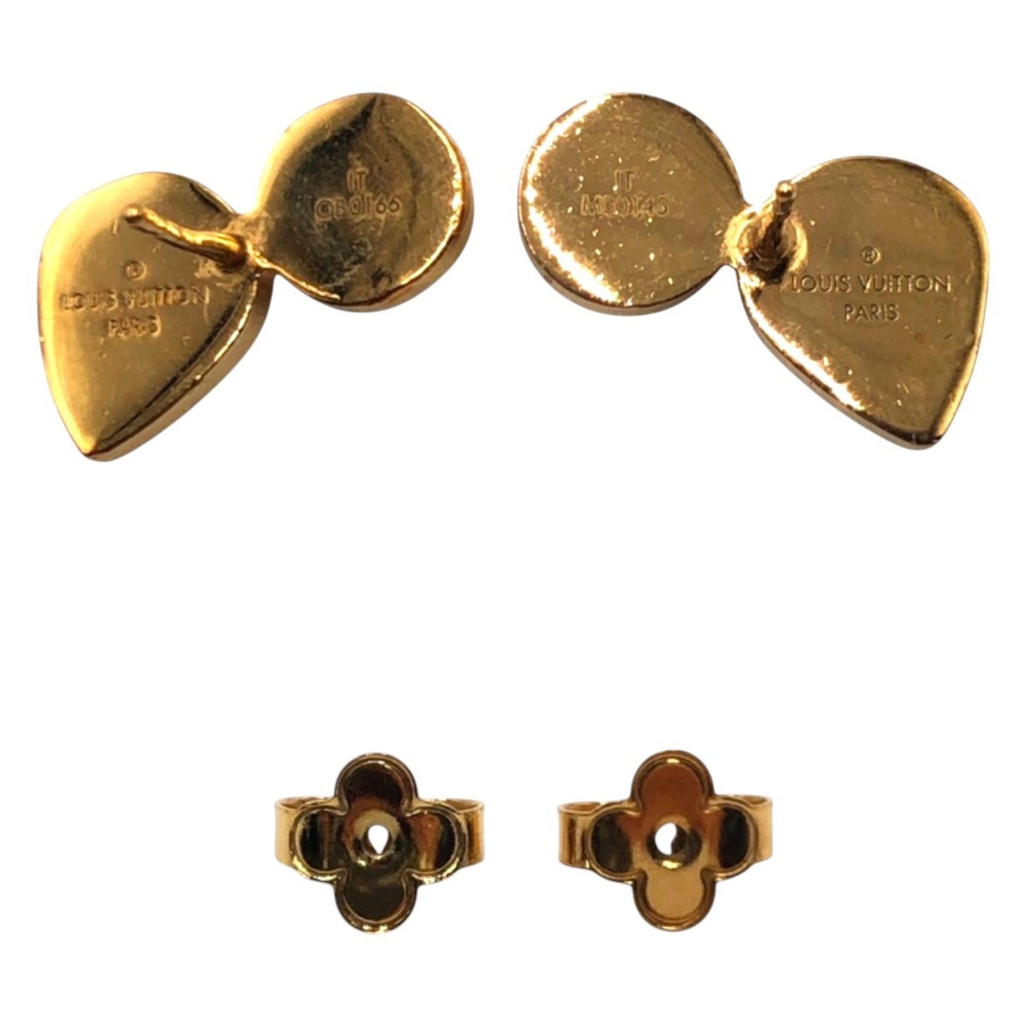 LOUIS VUITTON Pink Stone and Gold Metal Earrings IT M00145 for Women