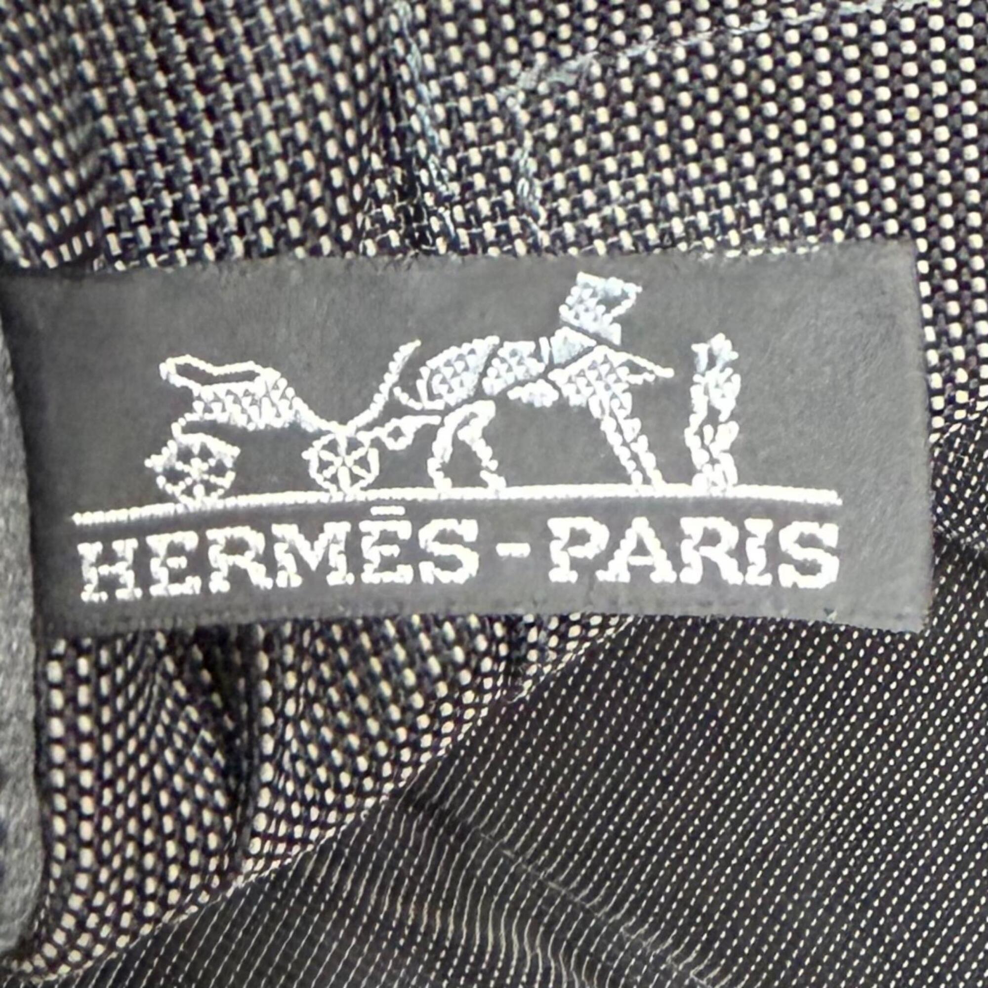 HERMES Hermes Herline Tote GM Silver Hardware Sellier Button Handbag Bag Gray Made in France Men's — Like New