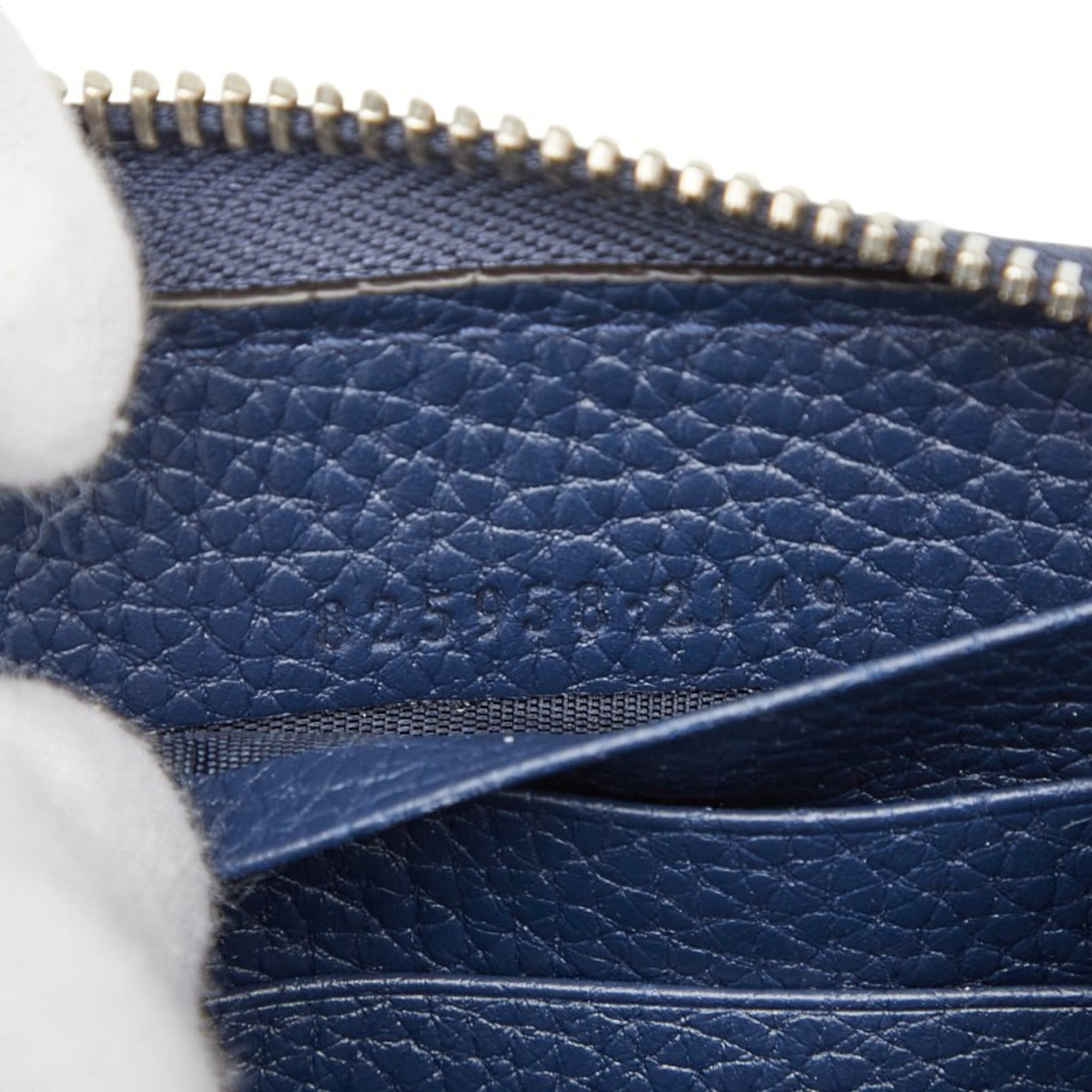 Gucci Jumbo GG Long Wallet with Round Zipper, 825958, Navy Leather, Men's, GUCCI