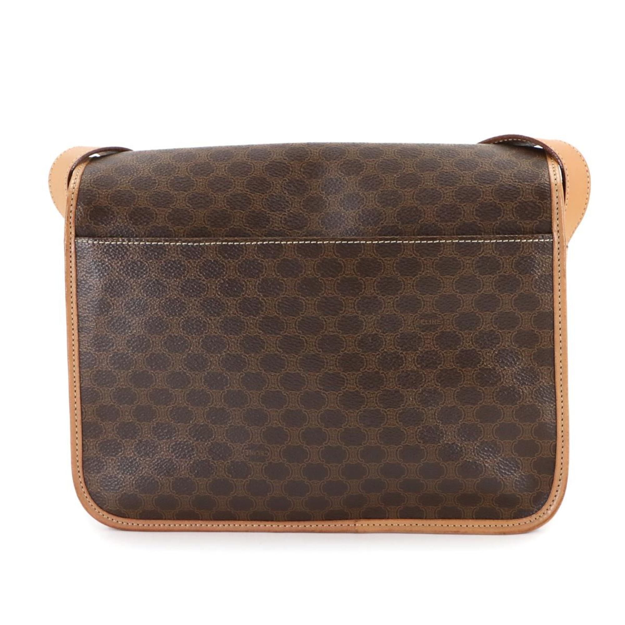 Celine Macadam Shoulder Bag in Brown PVC Leather with Gold Hardware