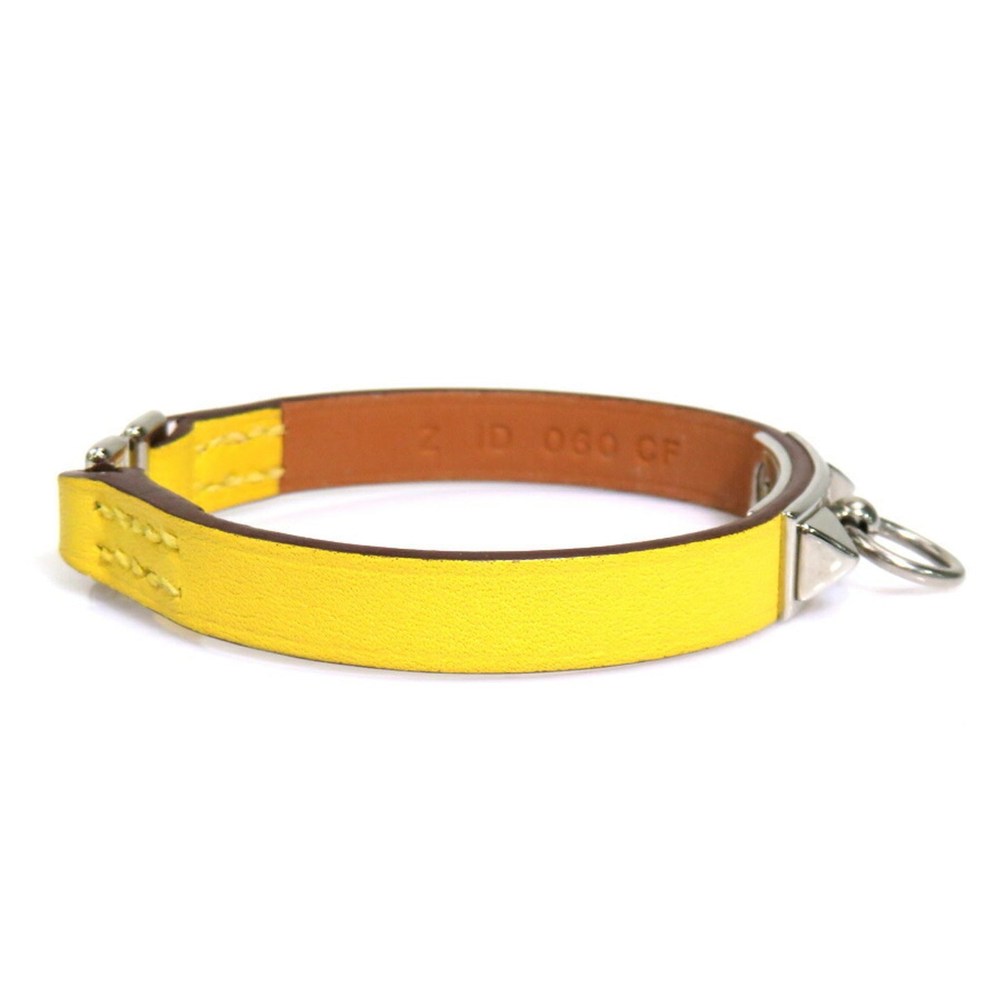 Hermes Hermès Microrival Swift Leather Jaune-Naples Bracelet, Silver, Women's, 56317a