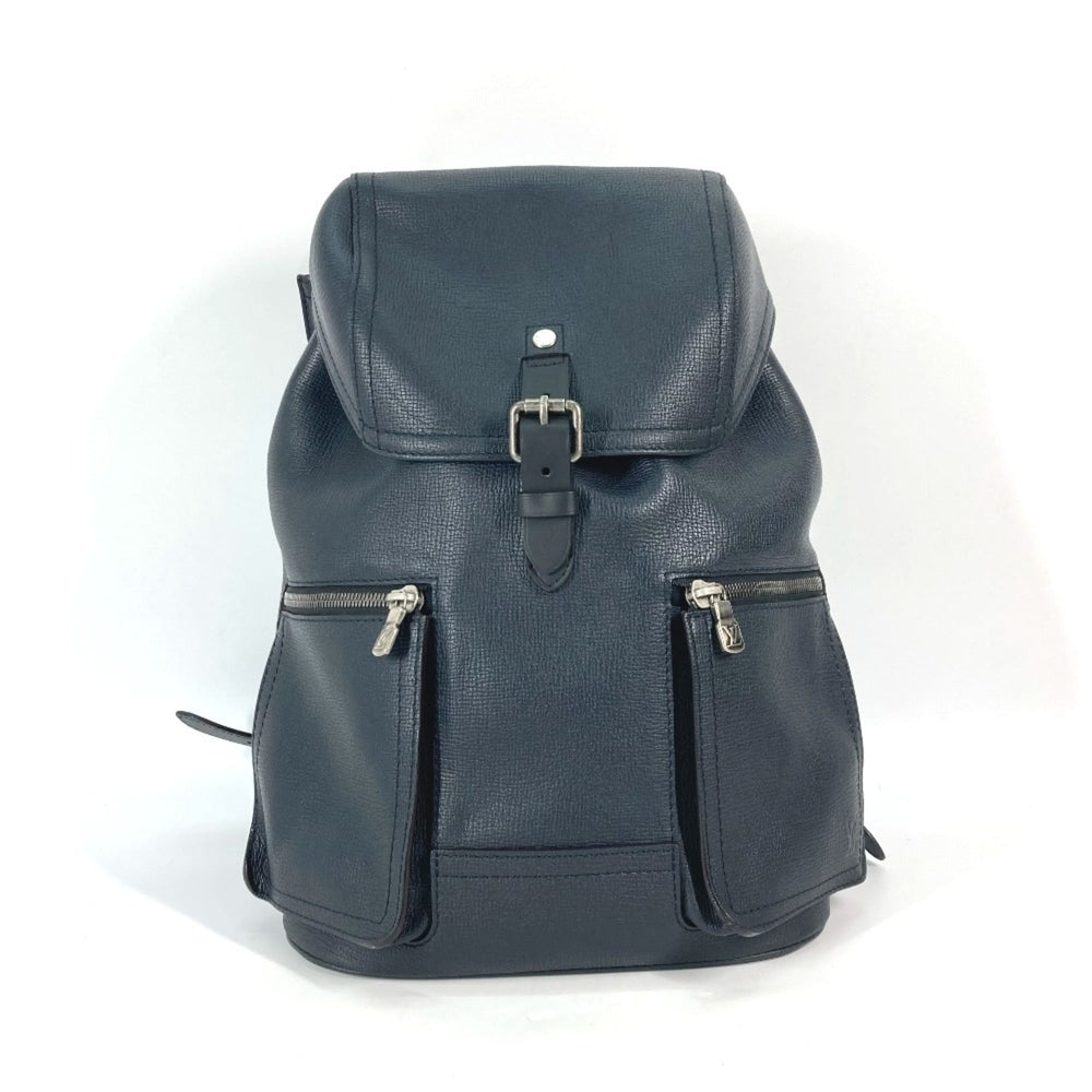 LOUIS VUITTON M54960 Utah Canyon Backpack, Men's, Leather, Blue Marine, Navy — Like New