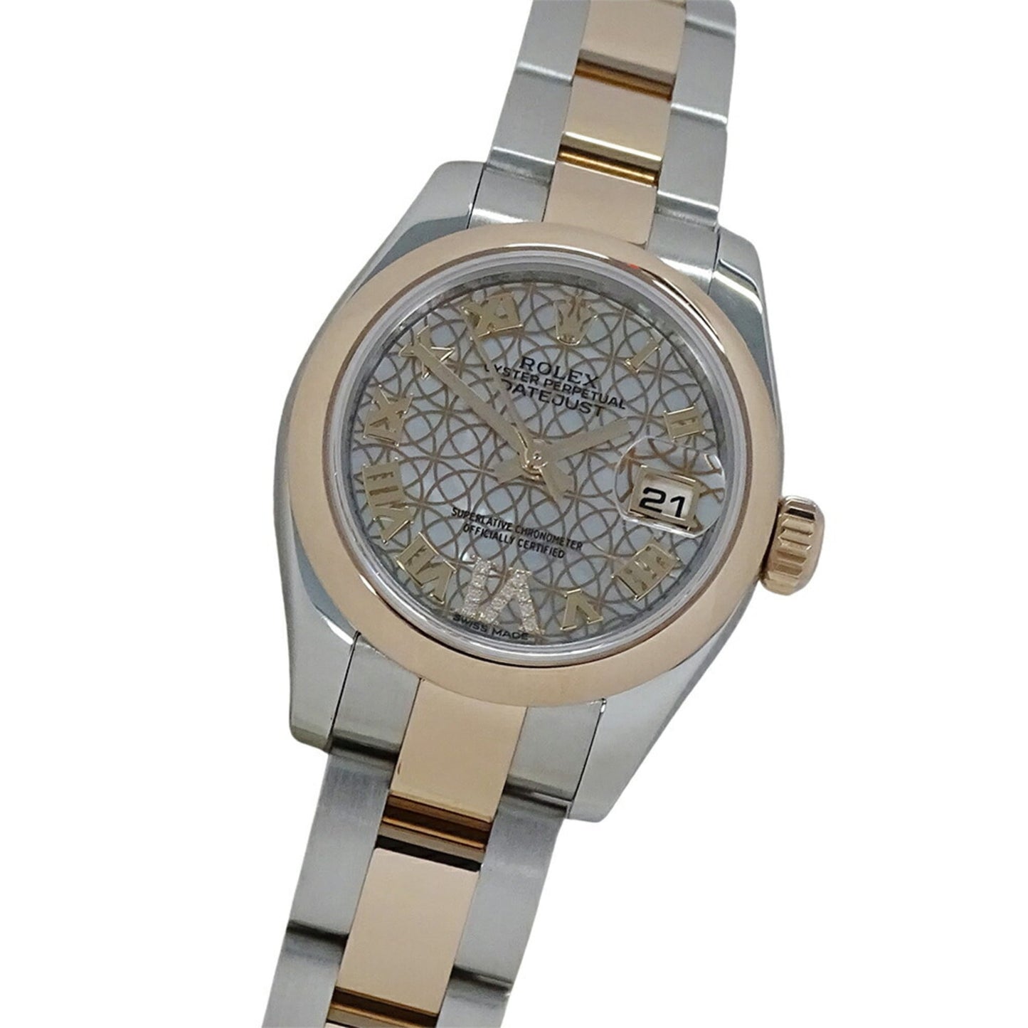 Rolex Datejust 179161NR (Random Number) Women's Watch with Lotus Flower, Shell, and Diamond Design, Automatic, Stainless Steel, Pink Gold, PG Combination, Overhauled Polished