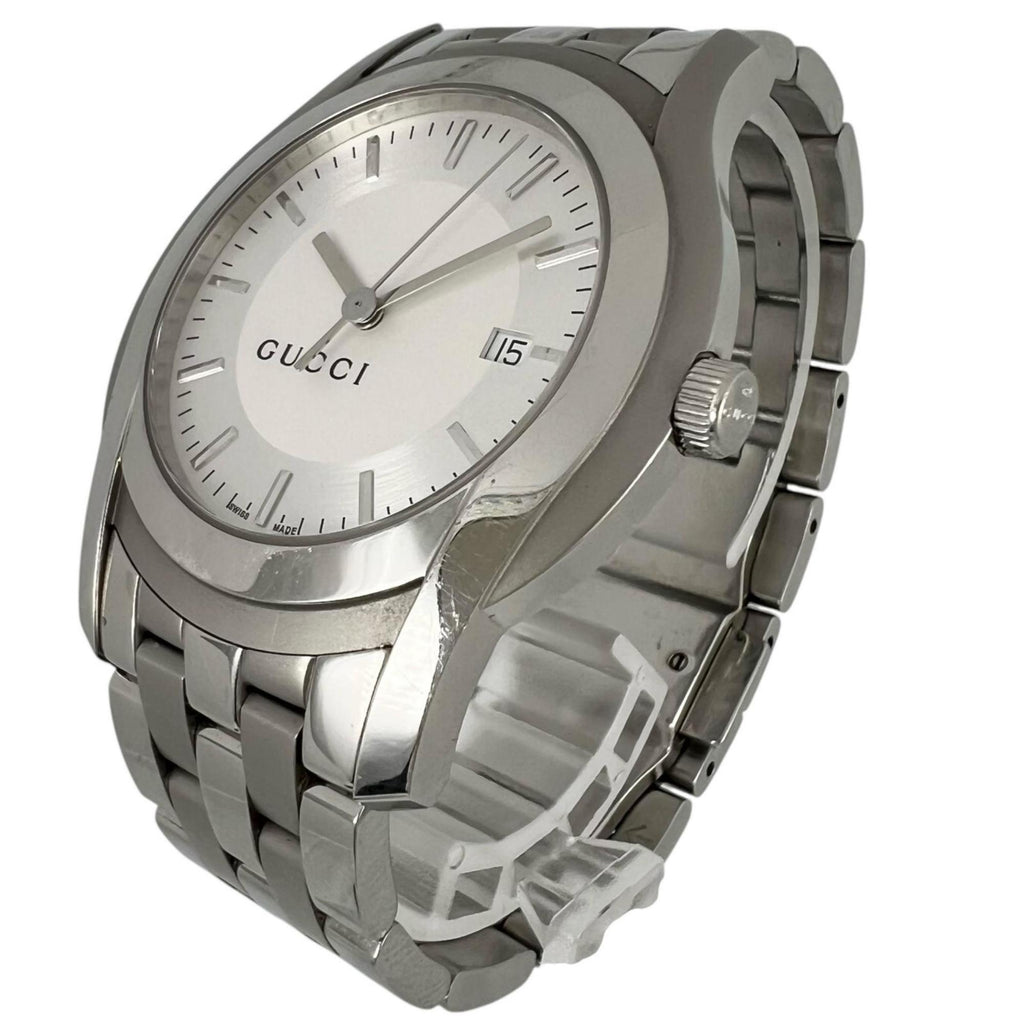 Gucci G-Class 5500XL Men's Stainless Steel Quartz Watch with Analog Display and White Dial