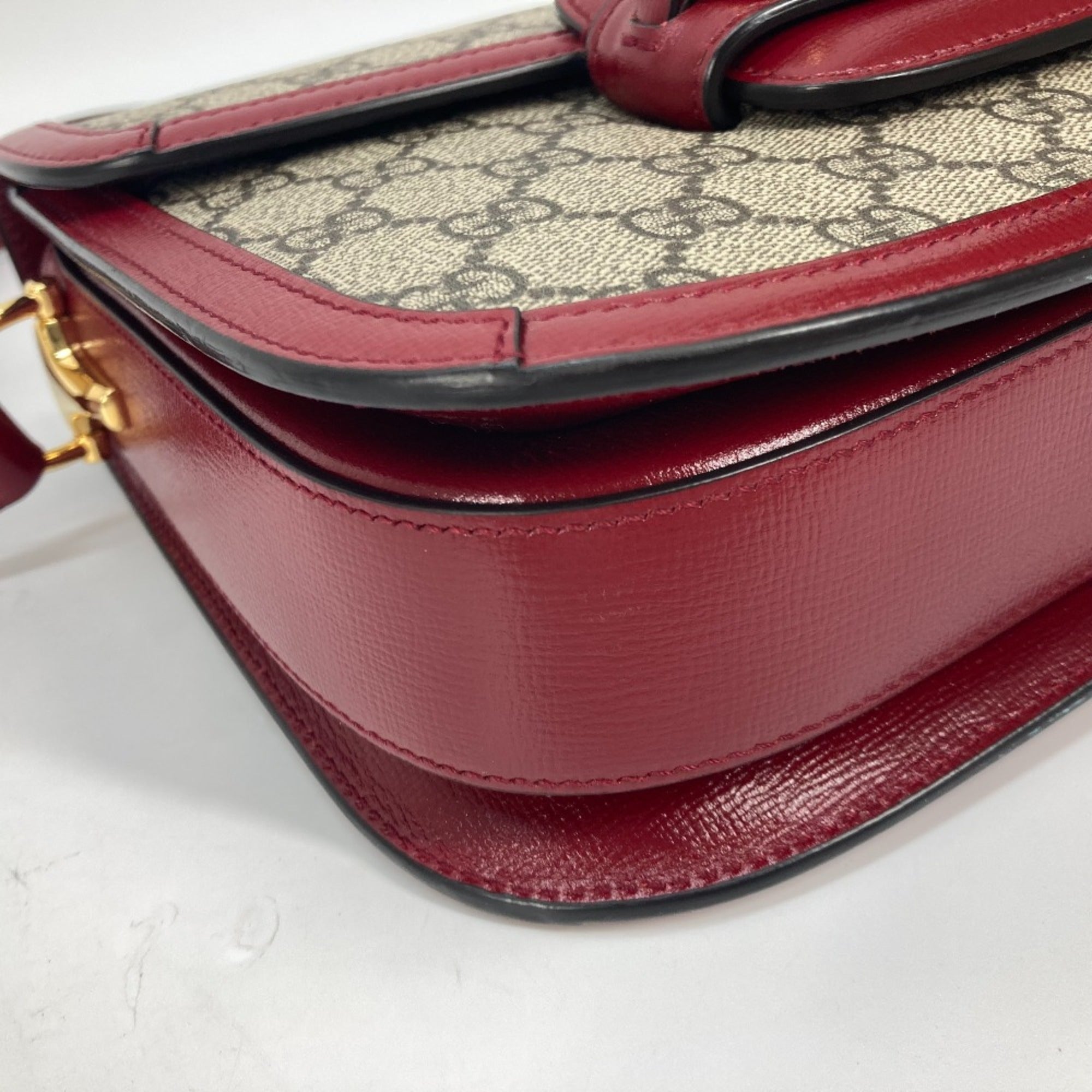 Gucci 602204 GG Supreme bag shawl Shoulder Bag Beige Red — Like New