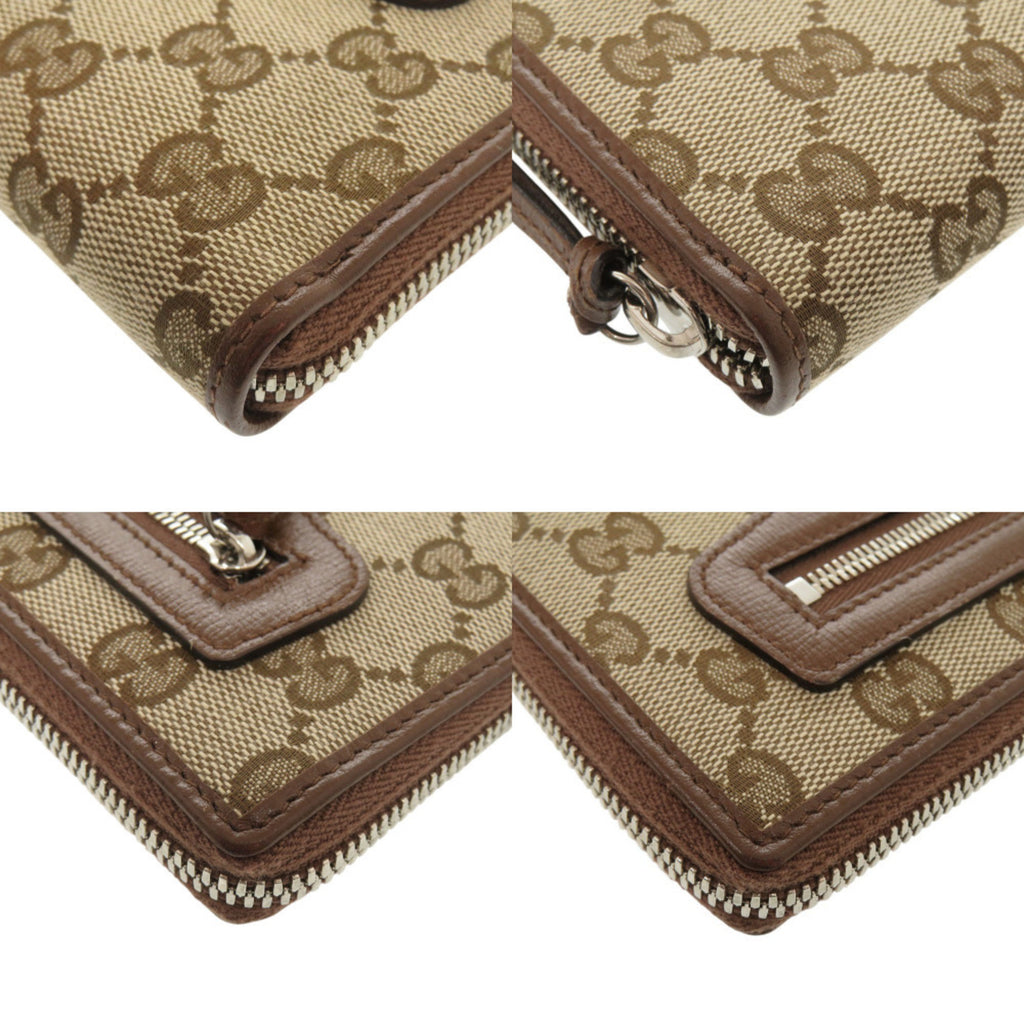 Like new Gucci x Balenciaga The Hacker Project Neo Classic 681710 GG canvas and leather beige/brown round zipper long wallet 1086 GUCCI