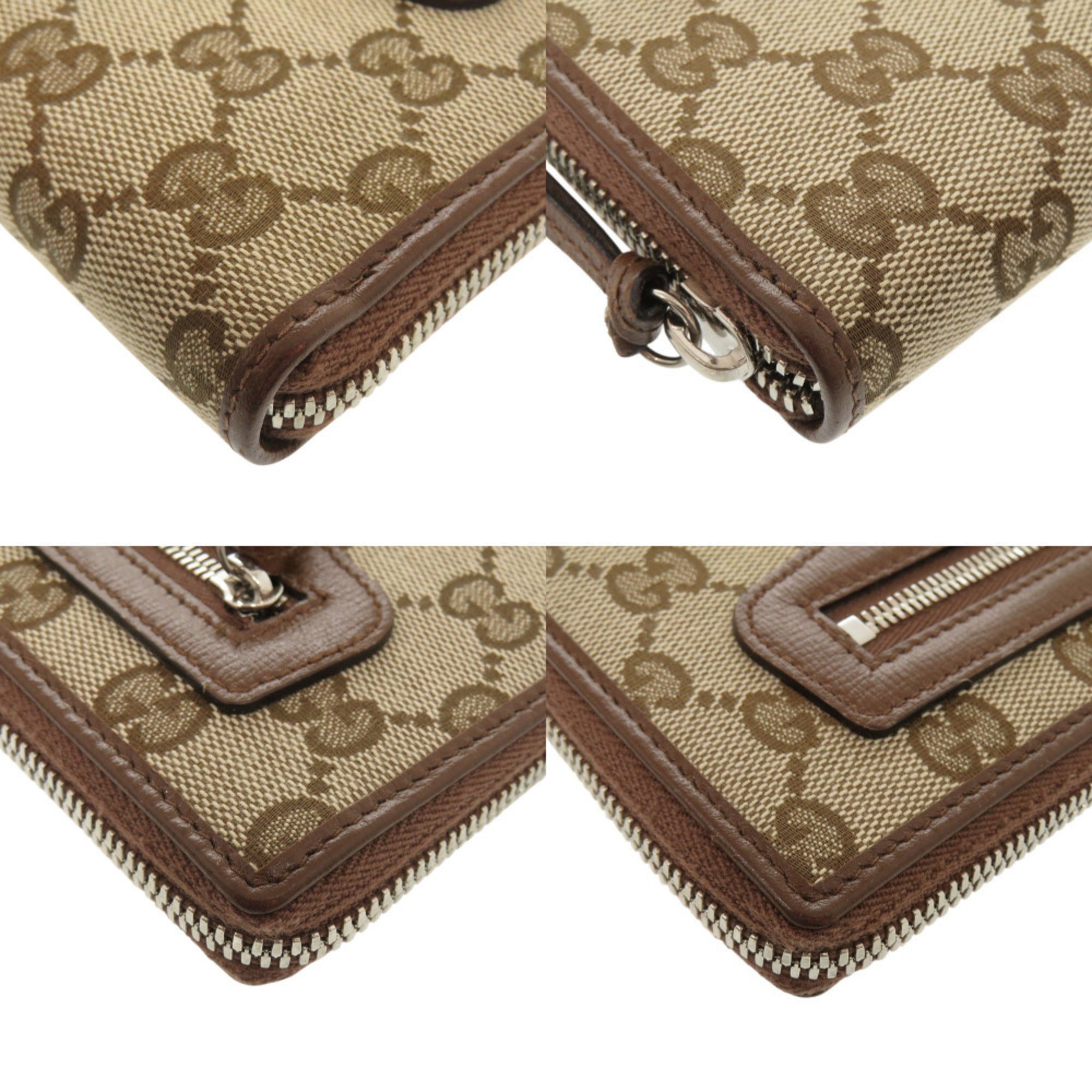 Like new Gucci x Balenciaga The Hacker Project Neo Classic 681710 GG canvas and leather beige/brown round zipper long wallet 1086 GUCCI