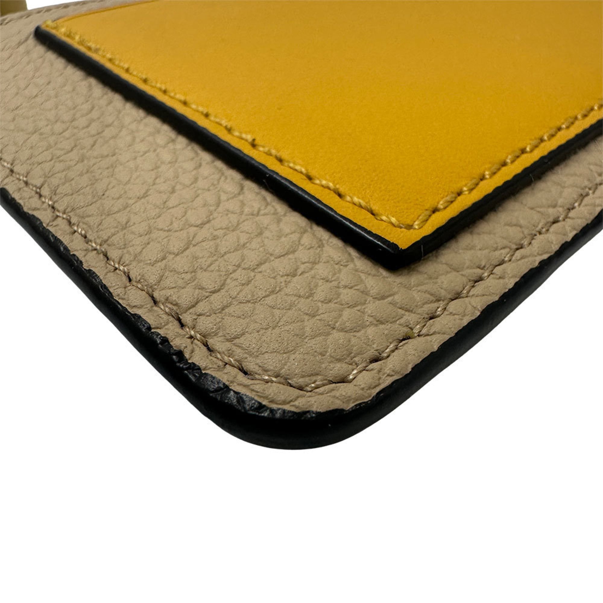 LOEWE Women's Anagram Wallet, Leather Fragment Case, Greige, Yellow