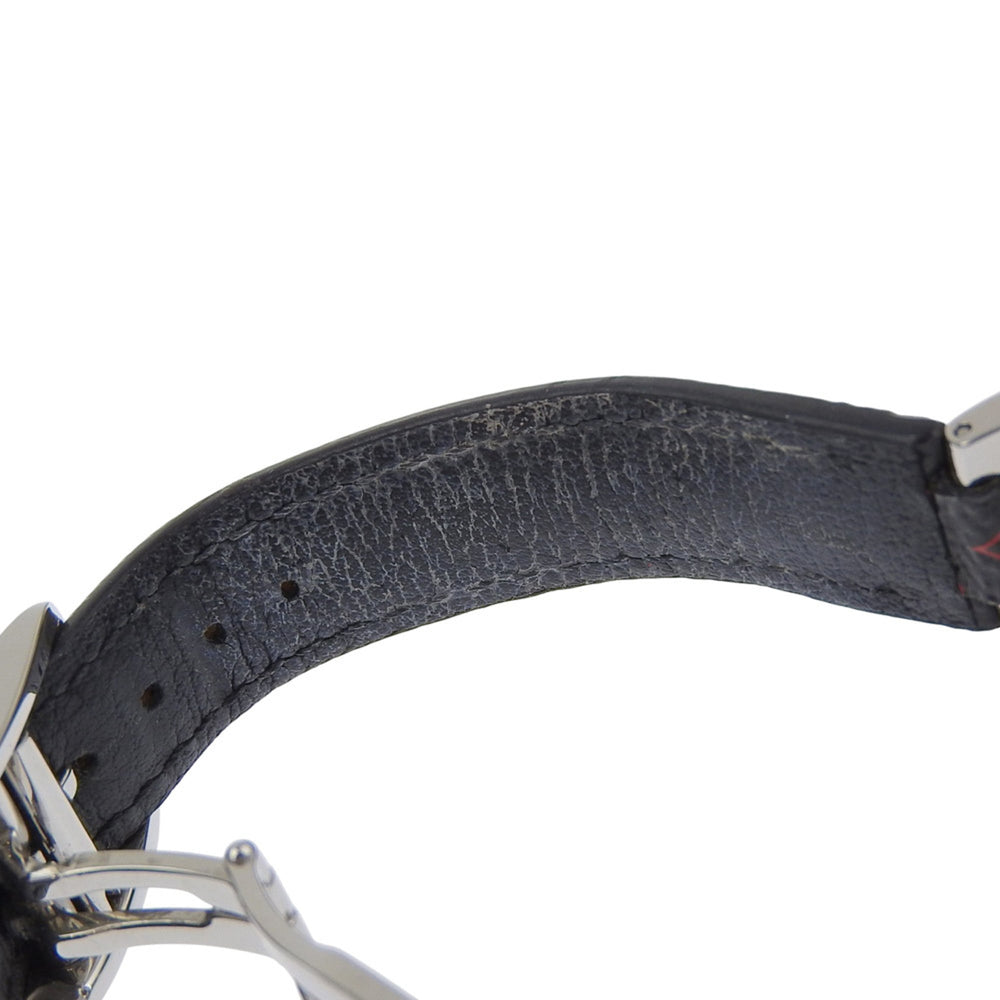 Louis Vuitton Tambour Slim Watch, 8 Diamonds, Q12MGA, Stainless Steel and Leather, Quartz Movement, Analog Display, Silver Dial, Women's — Very Good