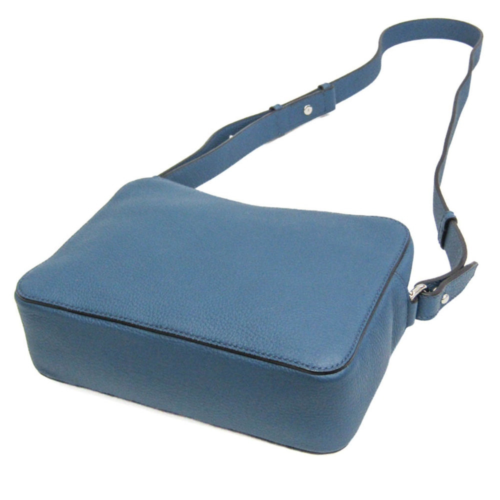 Salvatore Ferragamo Gancini GG-24 1204 Men's Leather Clutch Bag,Shoulder Bag Blue — Like New