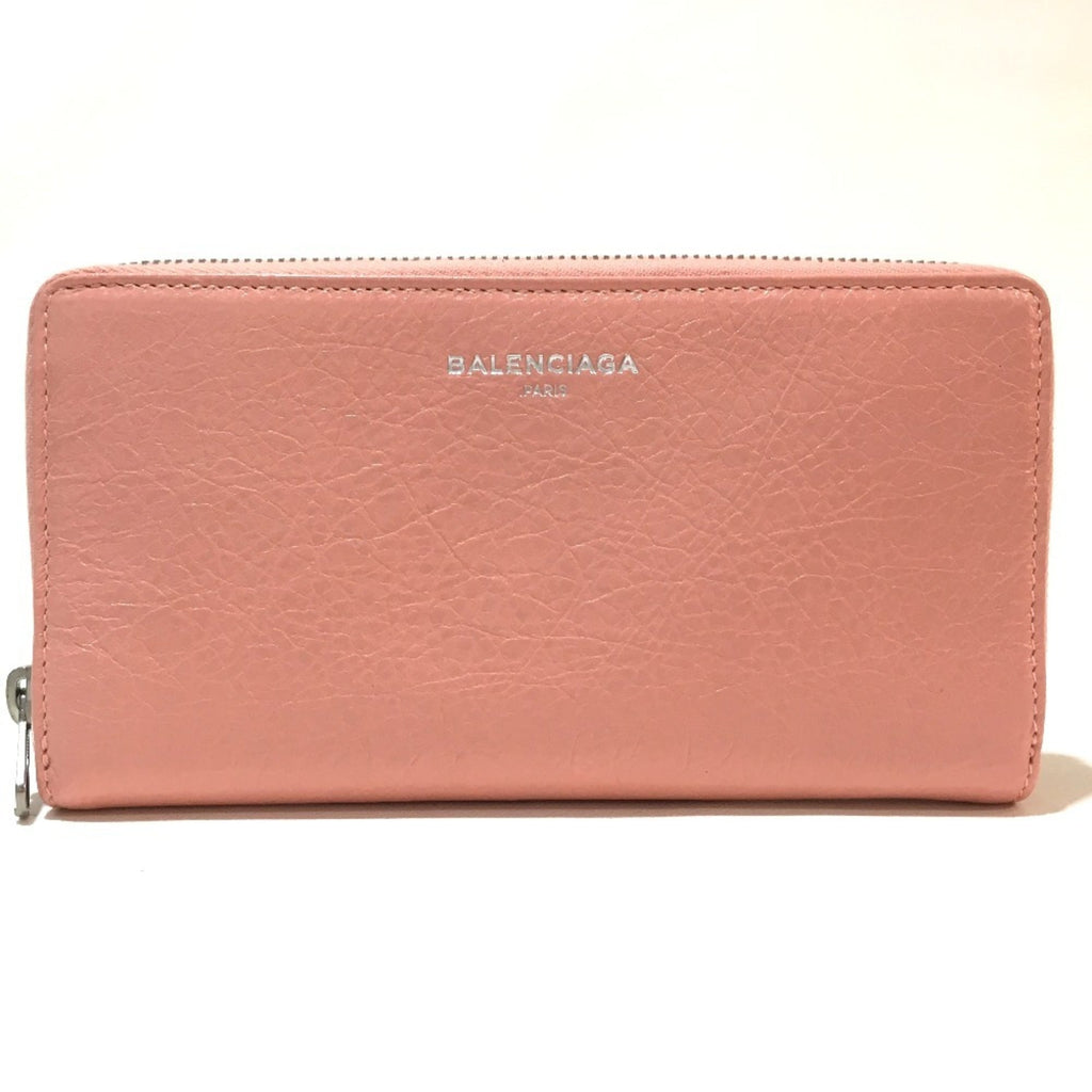 BALENCIAGA 419805 Exclusive Women's Leather Long Wallet with Zip-Around Design in Pink Beige