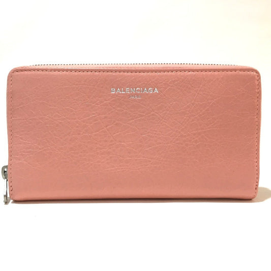 BALENCIAGA 419805 Exclusive Women's Leather Long Wallet with Zip-Around Design in Pink Beige