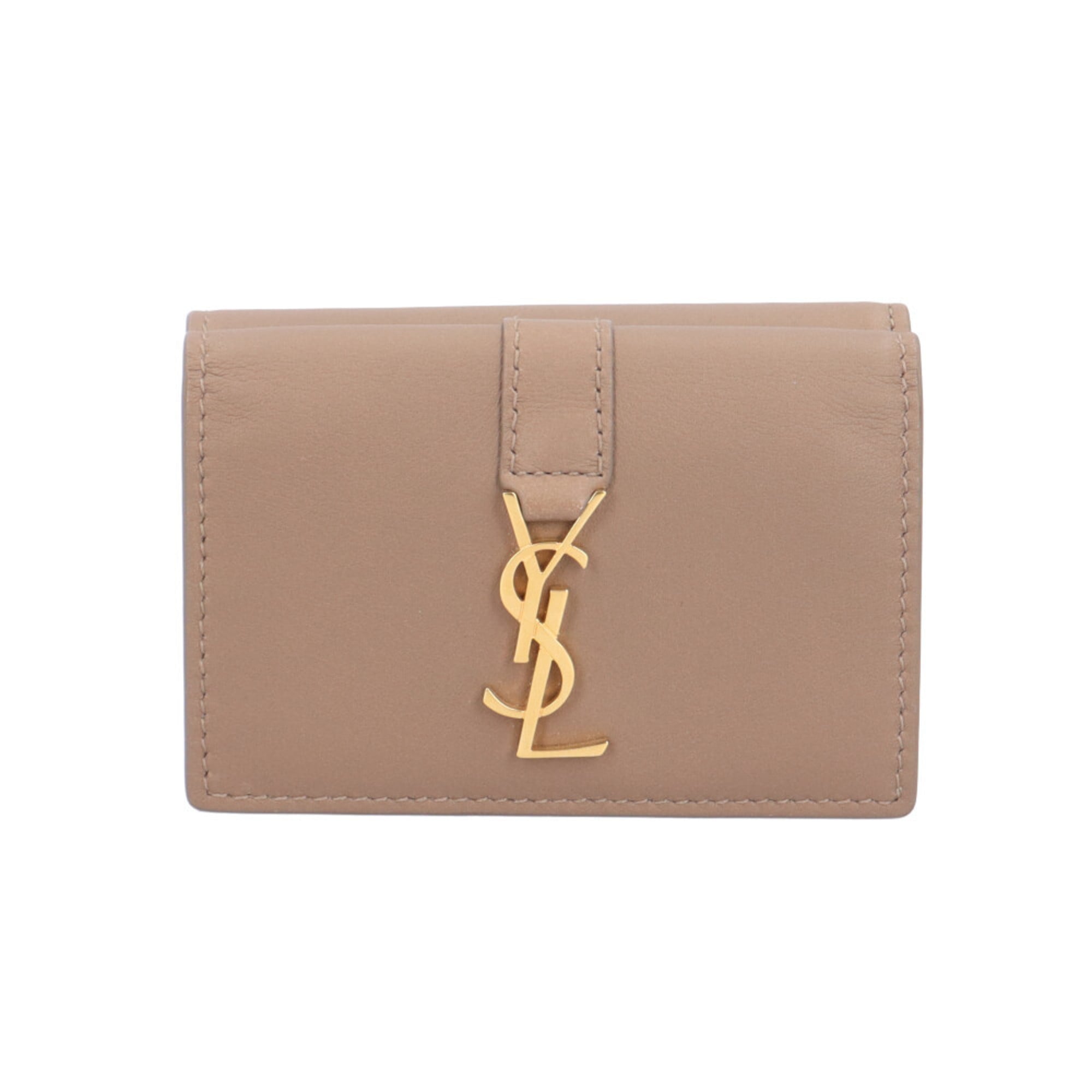 Saint Laurent Tri-fold Wallet, Leather 602974, Women's, Pre-owned