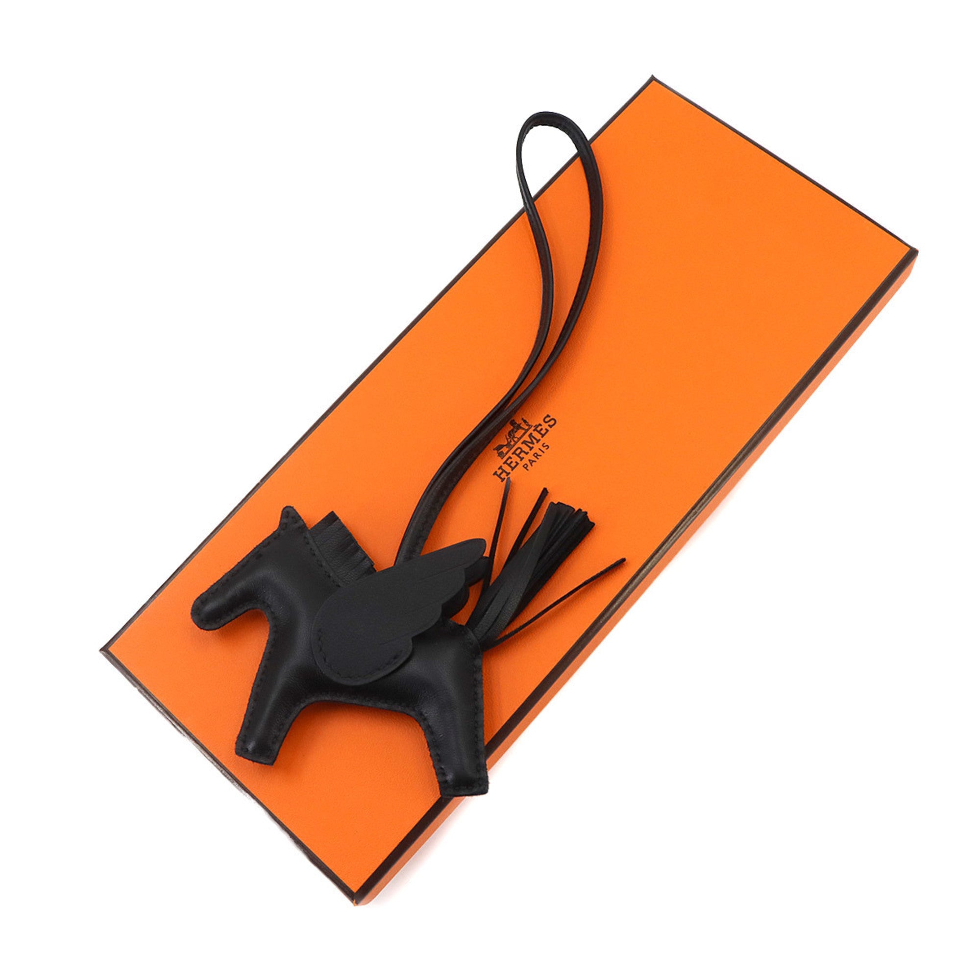 Hermes HERMES So Black Rodeo Pegasus PM Accessory Bag Charm Agneau Milo Swift W Stamp — New - Store Return