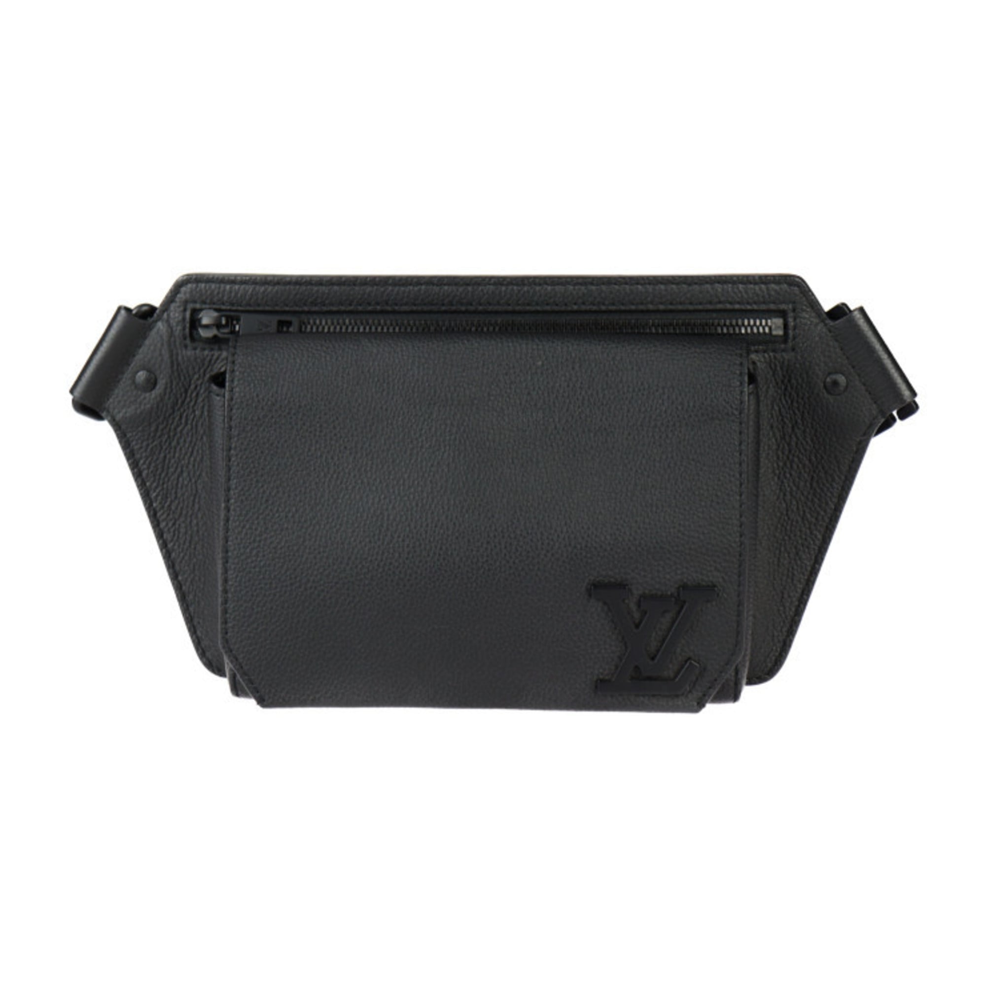 LOUIS VUITTON Louis Vuitton Take Off Sling Body Bag M57081 Grained Leather Noir Black LV Waist — Like New