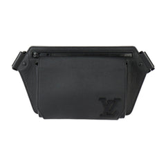 LOUIS VUITTON Louis Vuitton Take Off Sling Body Bag M57081 Grained Leather Noir Black LV Waist — Like New
