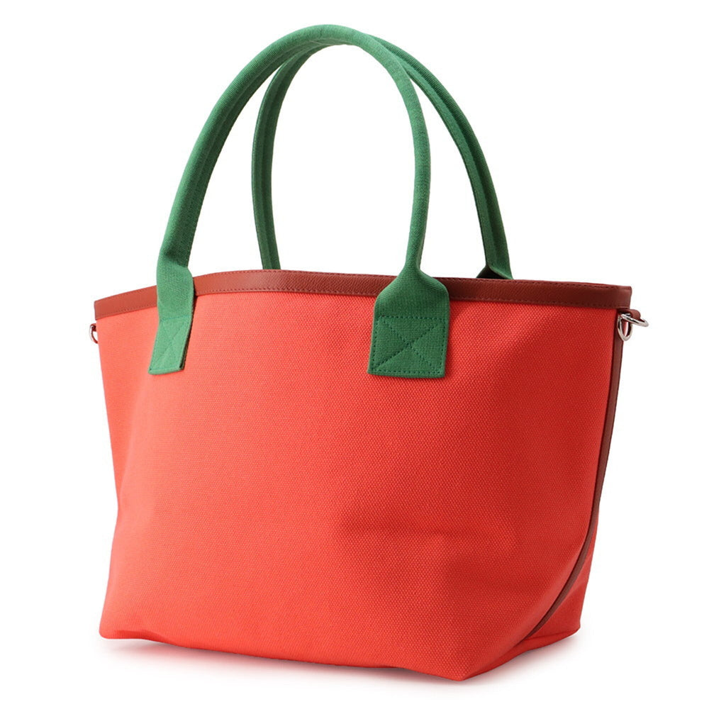 Hermes Tote Bag So Cabas Petit H Orange Green Canvas Epsom Handbag HERMES — Like New