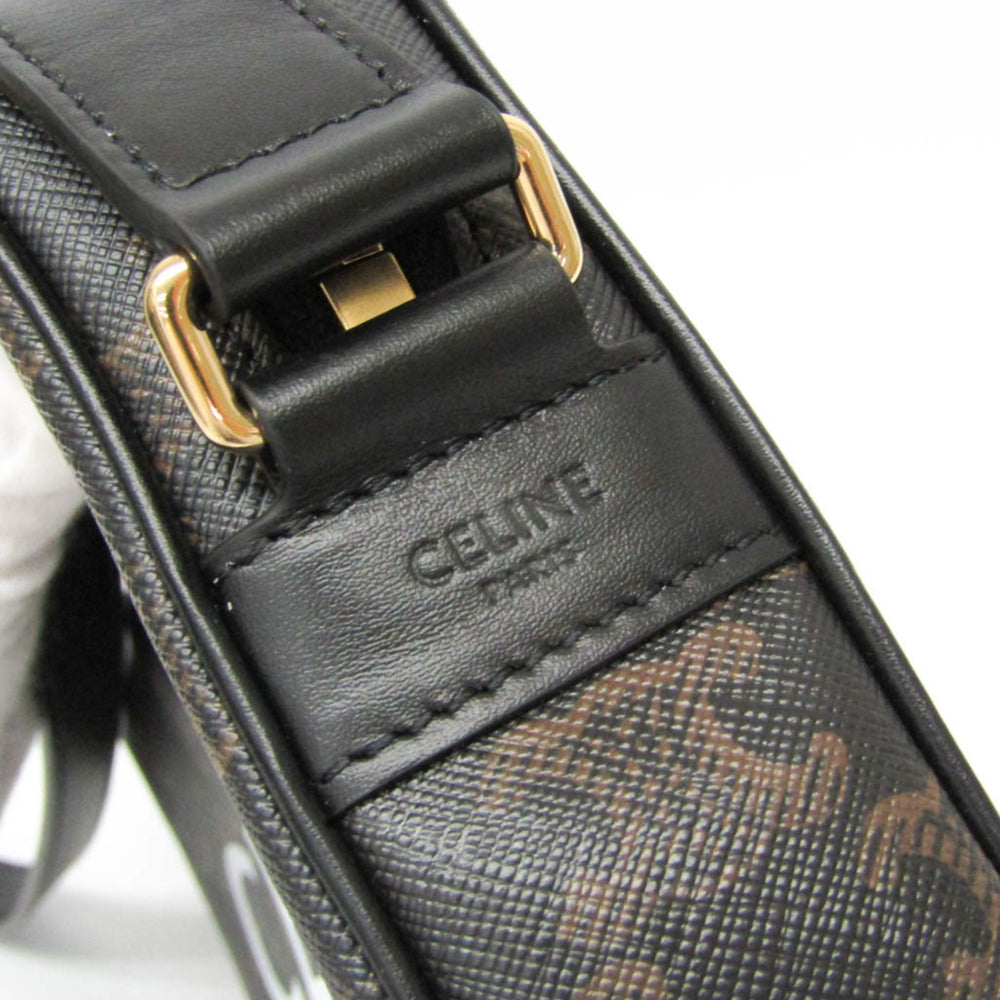 Celine Triomphe Medium Women's Coated Canvas,Leather Messenger Bag,Shoulder Bag Brown — Like New