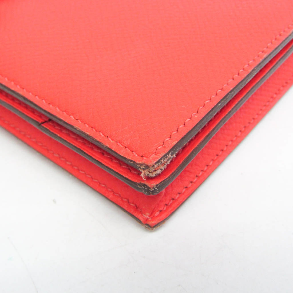 Hermes Bearn Bearn Soufflé Women's Epsom Leather Long Wallet (bi-fold) Salmon Pink