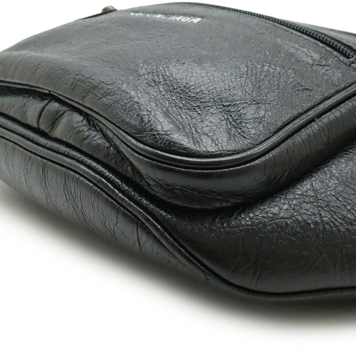 BALENCIAGA Exclusive Line Explorer Belt Bag/Waist Pouch/Body Bag in Black Leather (529550)