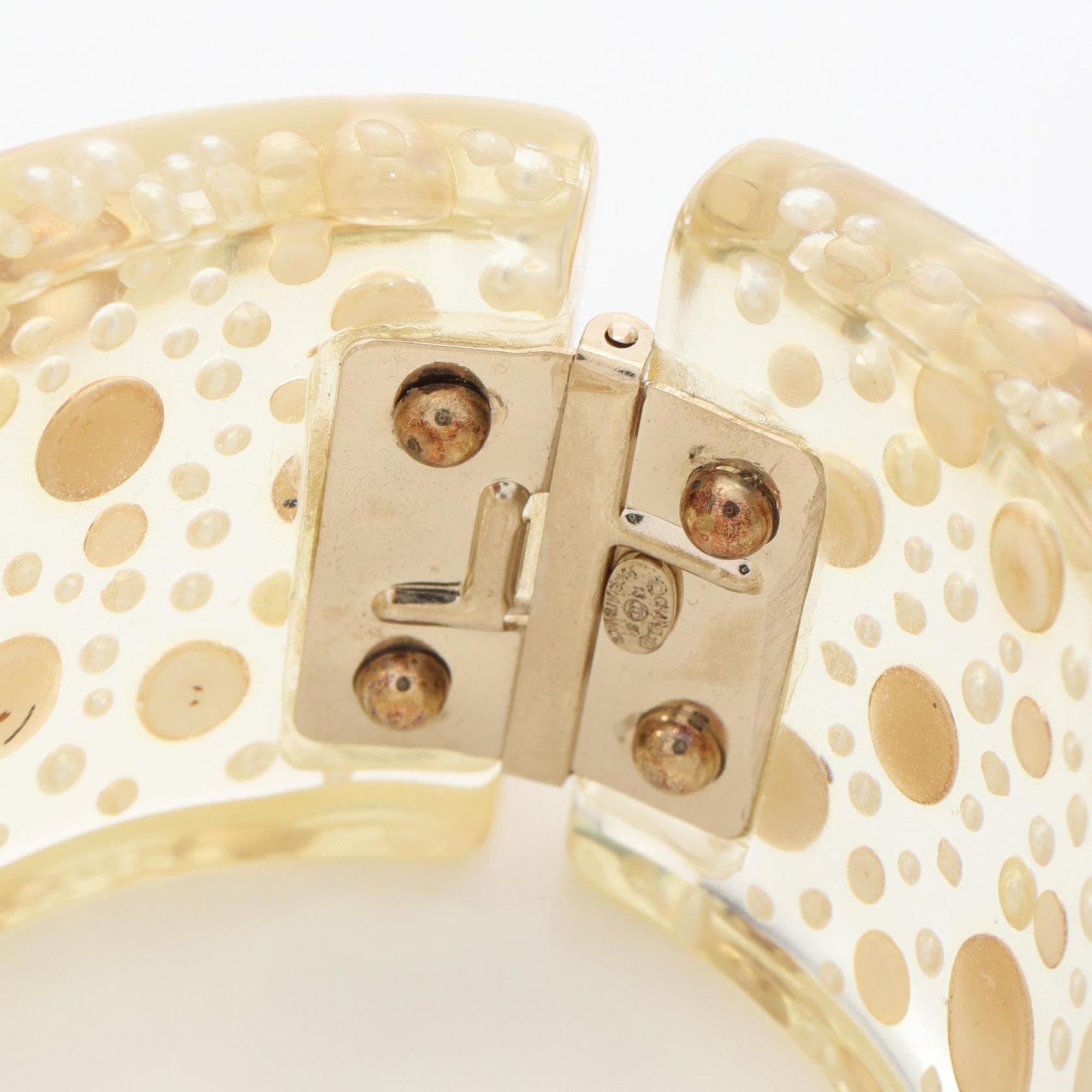 Chanel Coco Mark Bangle, Plastic, Women's, Clear and Gold