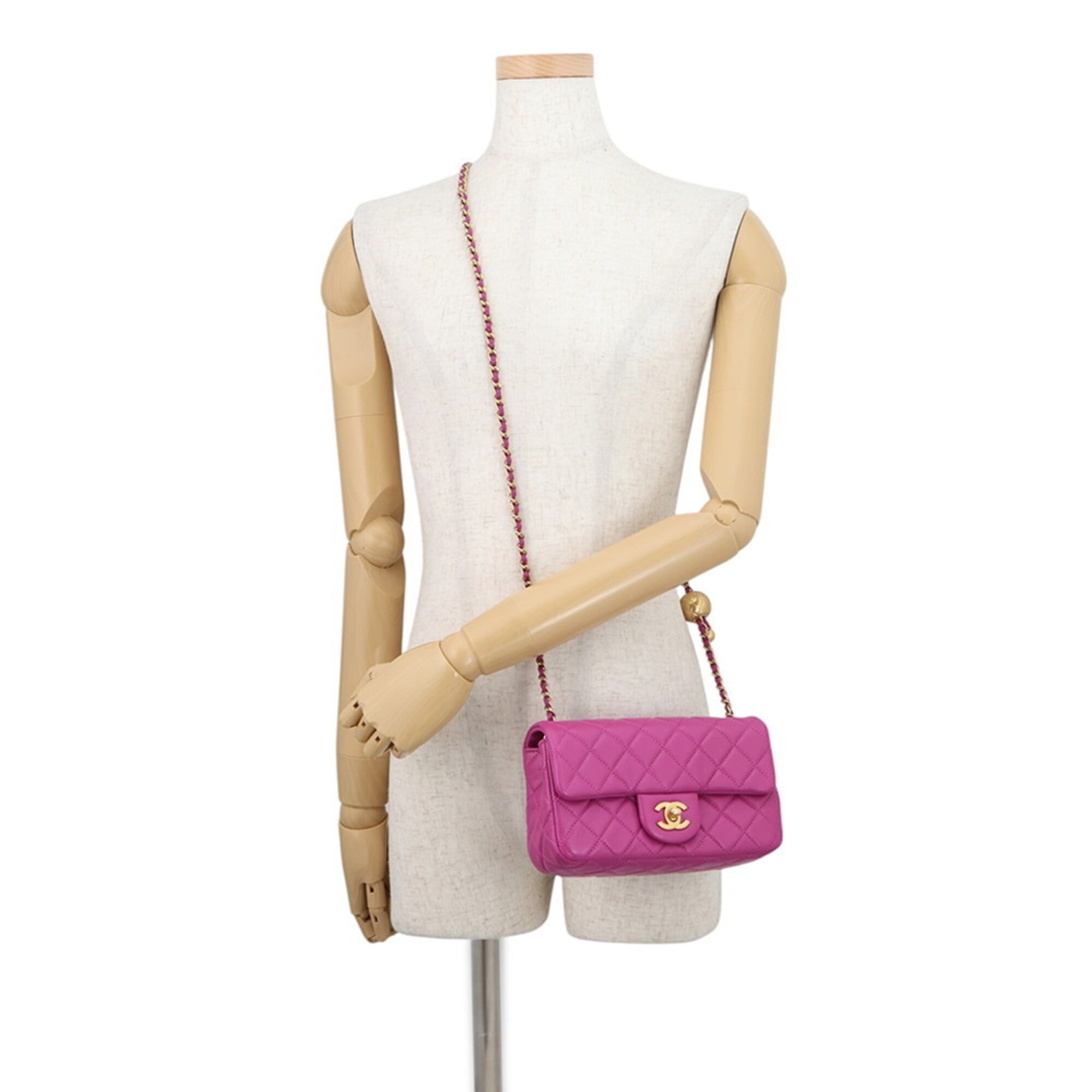 Chanel Chain Shoulder Bag, Coco Mark, Matelassé 20, Ball, Lambskin, AS1787, CHANEL, Handbag, Women's, CHANEL — Like New