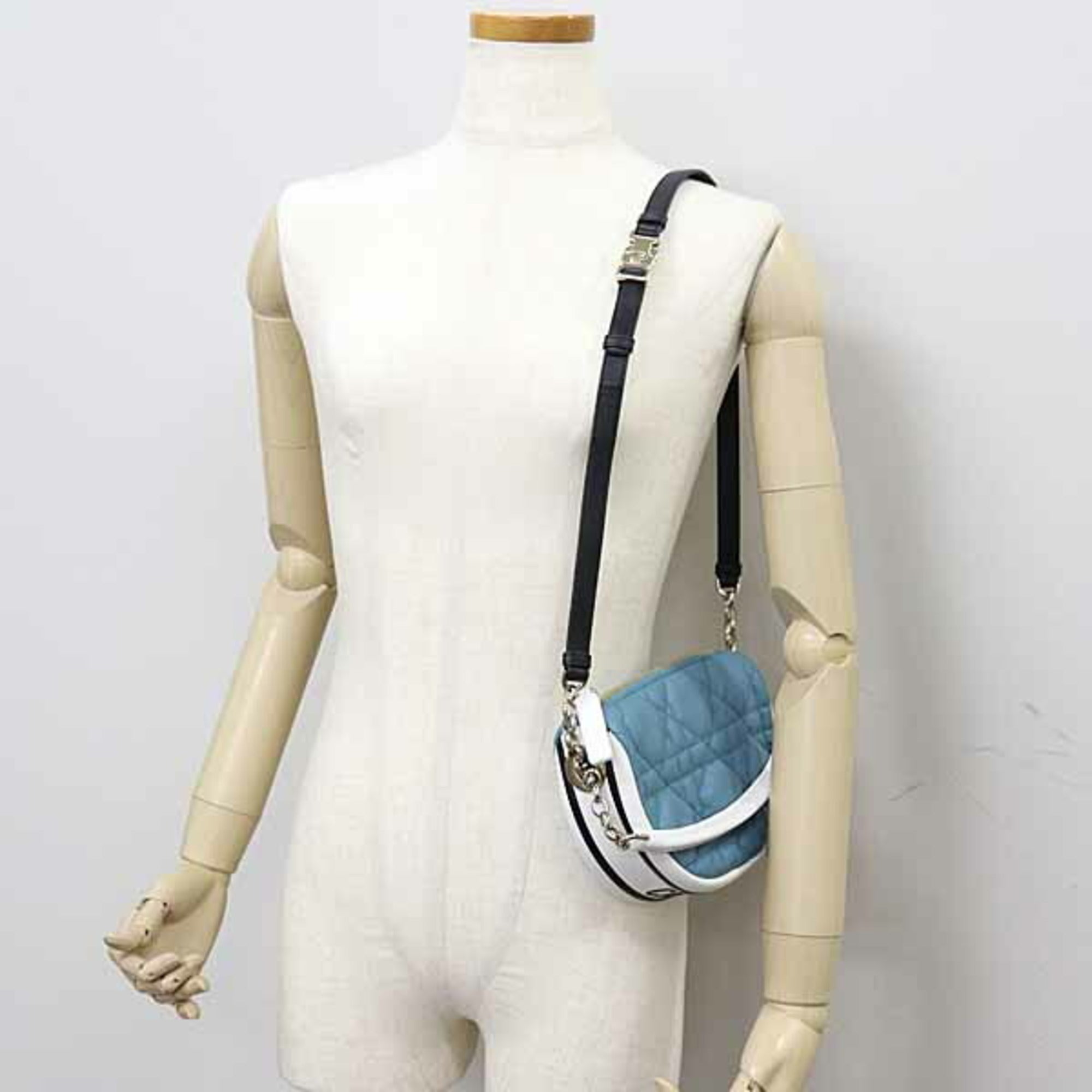 Christian Dior DIOR VIBE Vibe Small Hobo Bag Cannage Lambskin Blue S — Like New