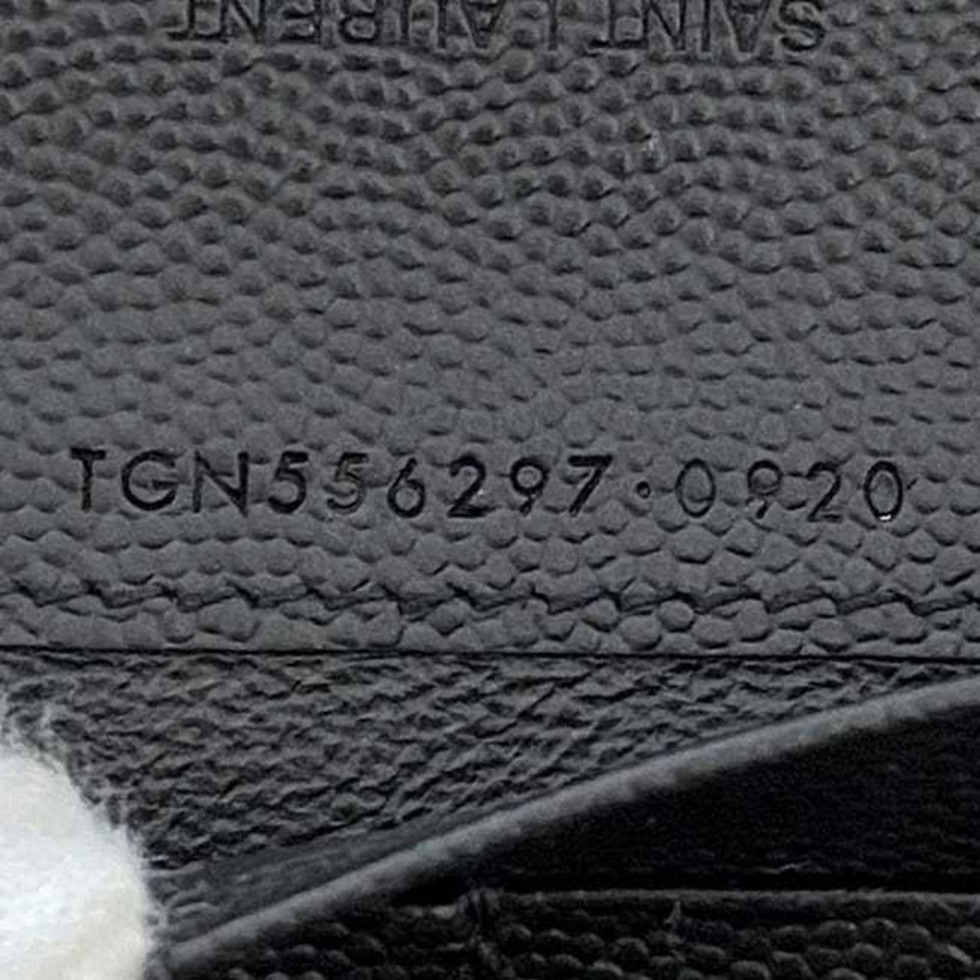 Saint Laurent Bi-fold Long Wallet f-22675 Black TGN556297 0920 Leather SAINT LAURENT PARIS Grain YSL Women's Men's