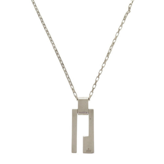 Gucci G logo plate chain necklace in silver 925 (0664)