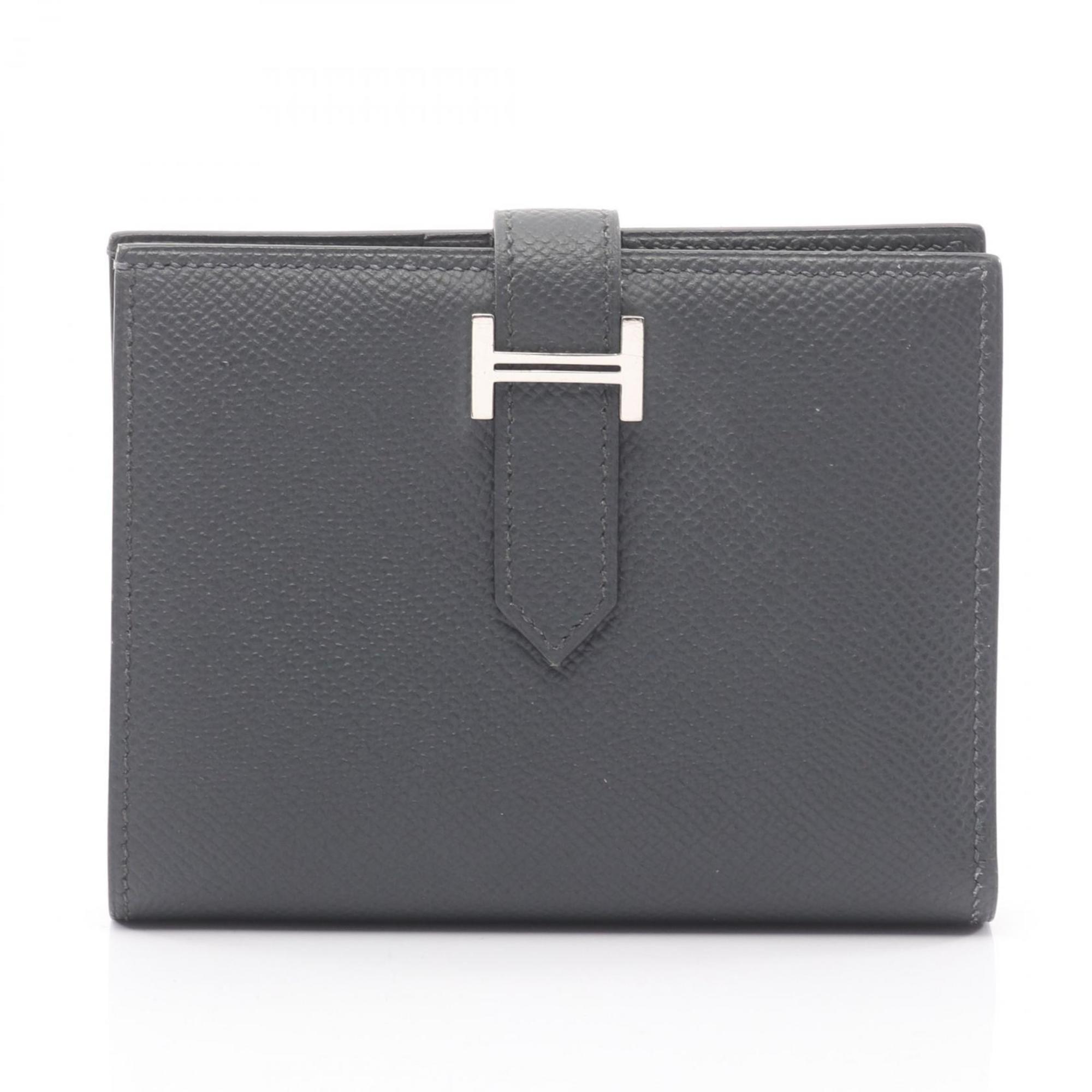 Hermes Hermès Bearn Compact Bifold Wallet, Leather, Epsom Women's, Gray