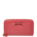 Prada Ribbon Round Zip Long Wallet in Pink Saffiano Leather for Women
