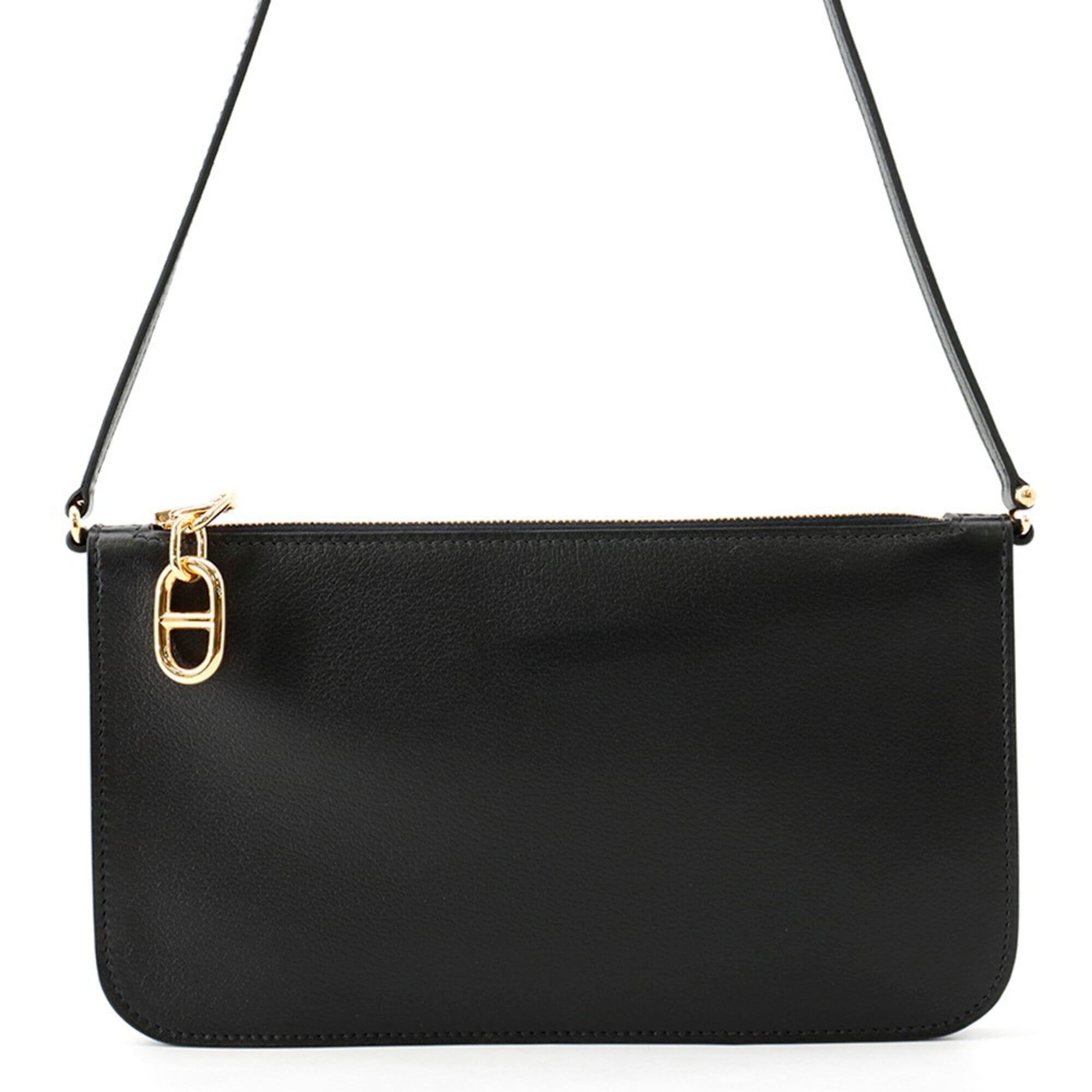 Hermes Shoulder Wallet Zip En Go To Chaine d'Ancre Black Evergrain K Stamp Handbag Pouch HERMES — Like New