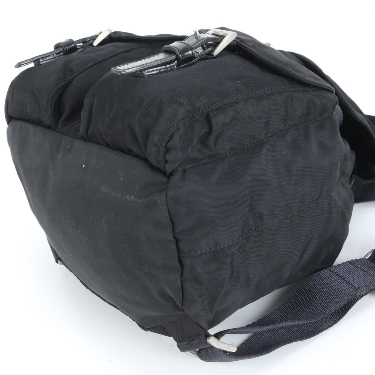 Prada Tessuto nylon and leather backpack with triangle logo, black, for women