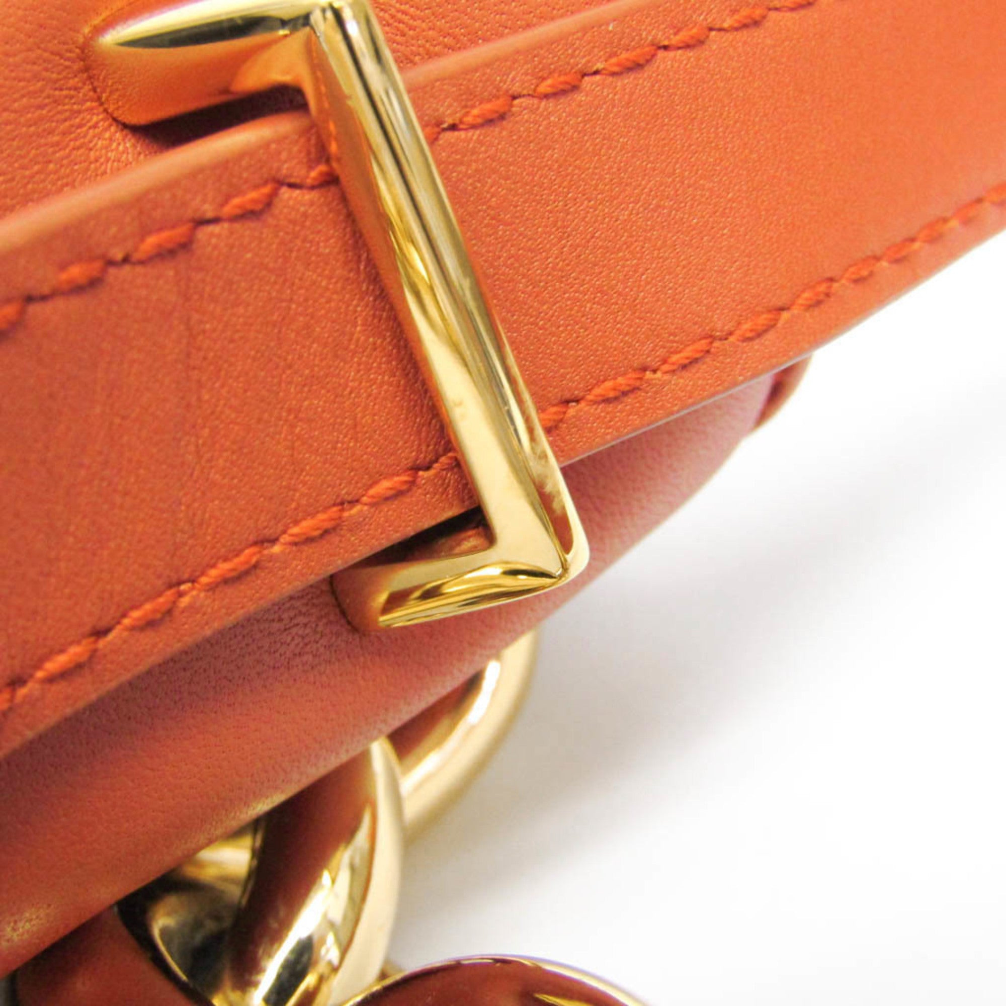 Bottega Veneta Mount Chain Shoulder Bag Women's Leather Handbag,Shoulder Bag Orange — Like New