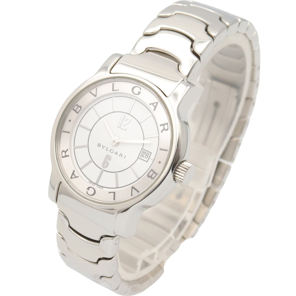 Bulgari BVLGARI Solo Tempo Watch, Stainless Steel, Women's, White (ST29S) — Very Good