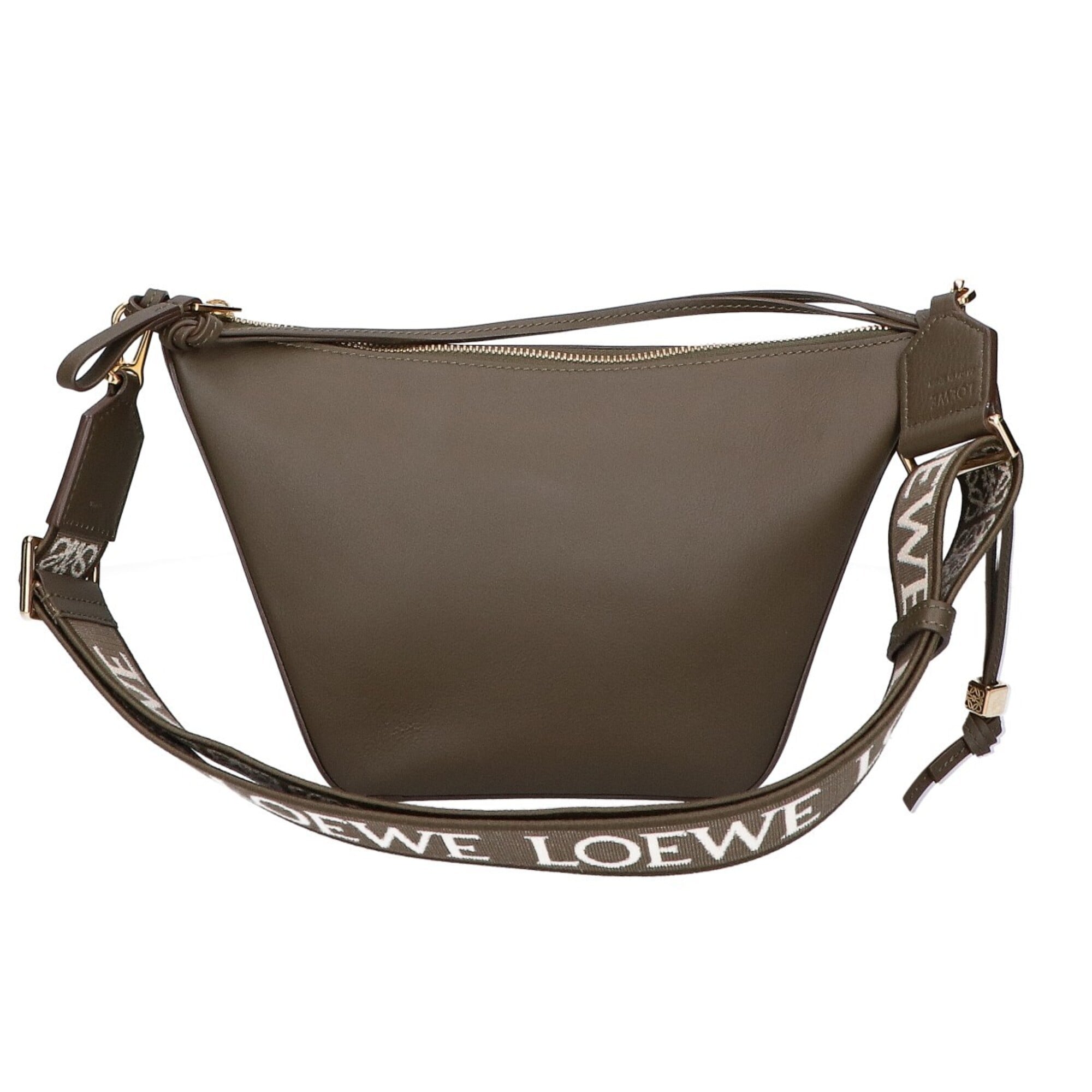 LOEWE A538G13X01 Classic Calf Hammock Hobo Mini Shoulder Bag, Dark Khaki Green, Gold Hardware, with Anagram Strap (sold separately), for Women — Like New
