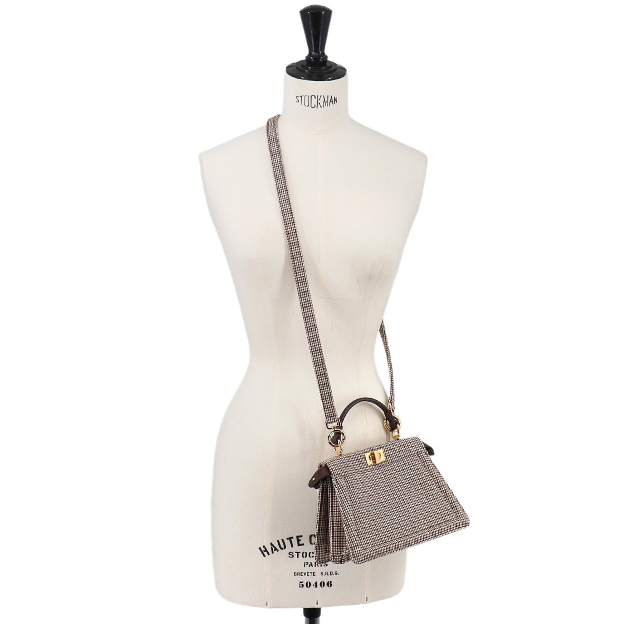 Fendi Peekaboo ISeeU Petite 2-way Hand/Shoulder Handbag, Canvas and Leather, Brown, 8BN335 — New - Store Return