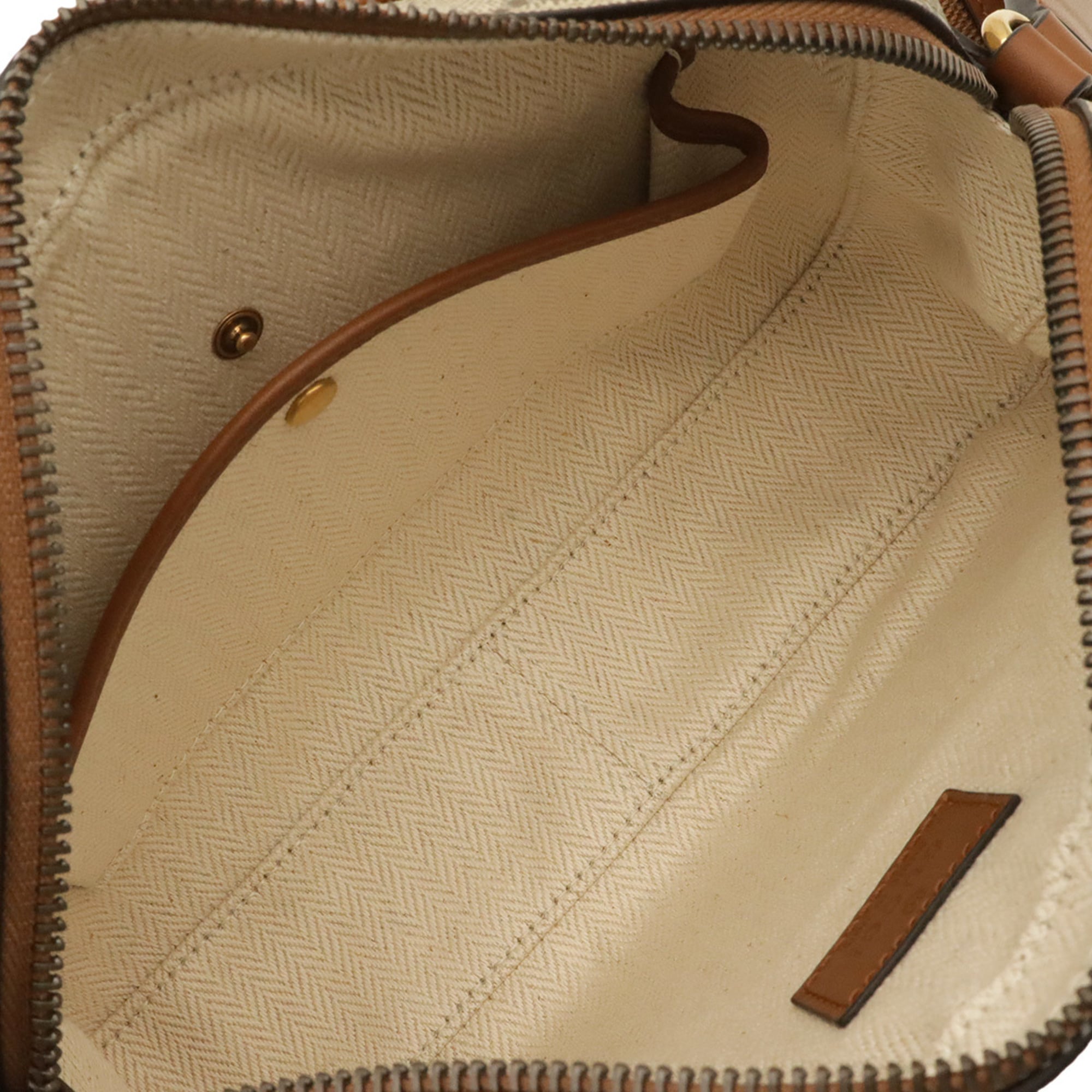 GUCCI GG Emblem Shoulder Bag, Canvas and Leather, Beige/Brown, 821216 — New - Store Return