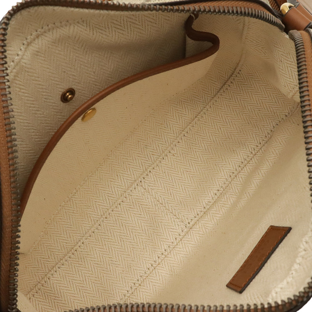 GUCCI GG Emblem Shoulder Bag, Canvas and Leather, Beige/Brown, 821216 — New - Store Return