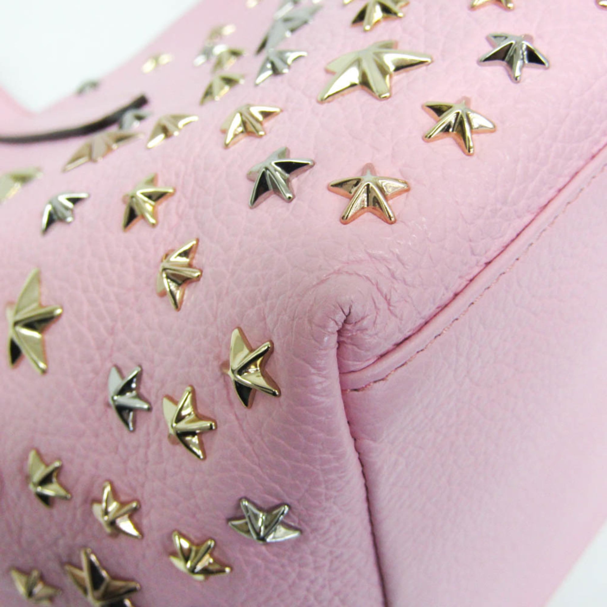 Jimmy Choo Sophia Small Men,Women Leather Studded Tote Bag Pink — Like New