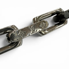 LOUIS VUITTON M00687 Monogram Chain Bracelet, Black and Silver, Size L, Made in Italy, Men's Accessory — Like New