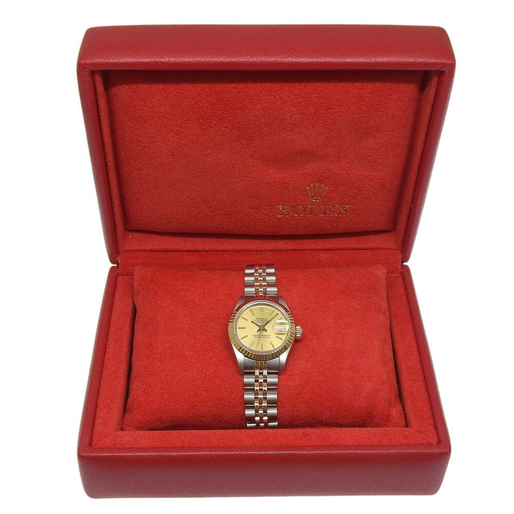 Rolex Datejust Two-Tone 69173, serial number in the 96s range, champagne gold dial, stainless steel, 18K yellow gold, overhauled December 2025, automatic winding — Like New