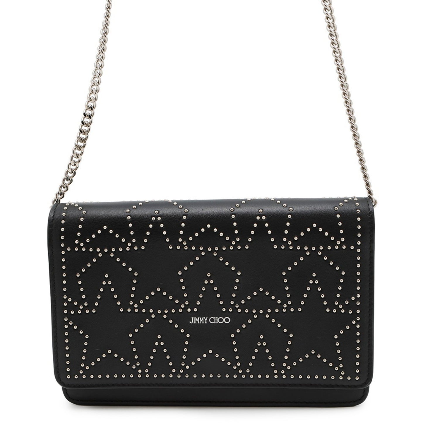 Jimmy Choo Star Leather Chain Wallet, Black,