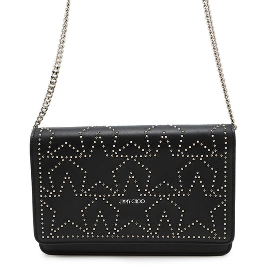 Jimmy Choo Star Leather Chain Wallet, Black,