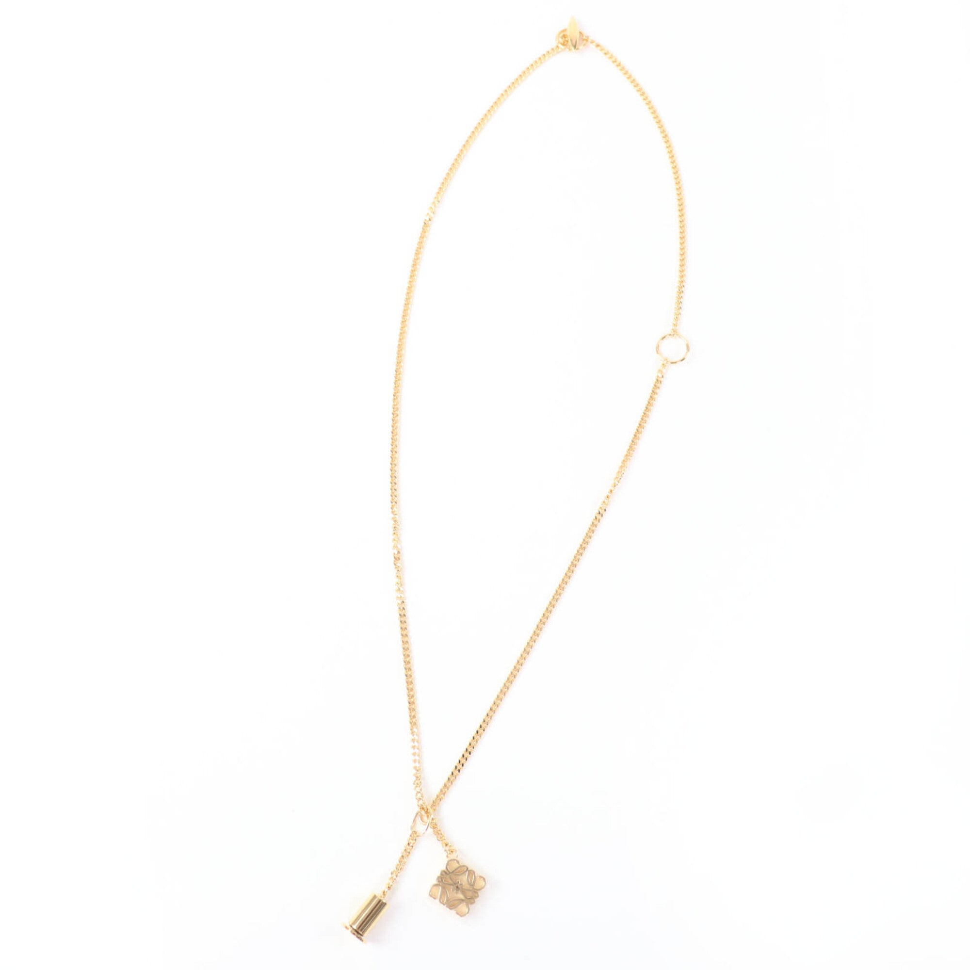 LOEWE J82124X02 Anagram Cube Chain Necklace Pendant, Gold, Made in Spain, Women's, with Box and Dust Bag — Like New