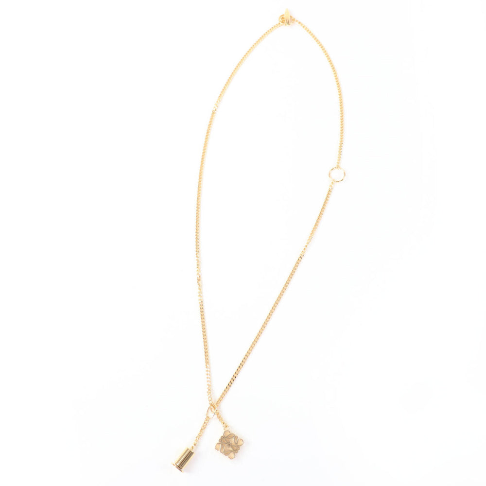 LOEWE J82124X02 Anagram Cube Chain Necklace Pendant, Gold, Made in Spain, Women's, with Box and Dust Bag — Like New