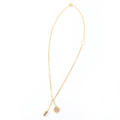LOEWE J82124X02 Anagram Cube Chain Necklace Pendant, Gold, Made in Spain, Women's, with Box and Dust Bag — Like New