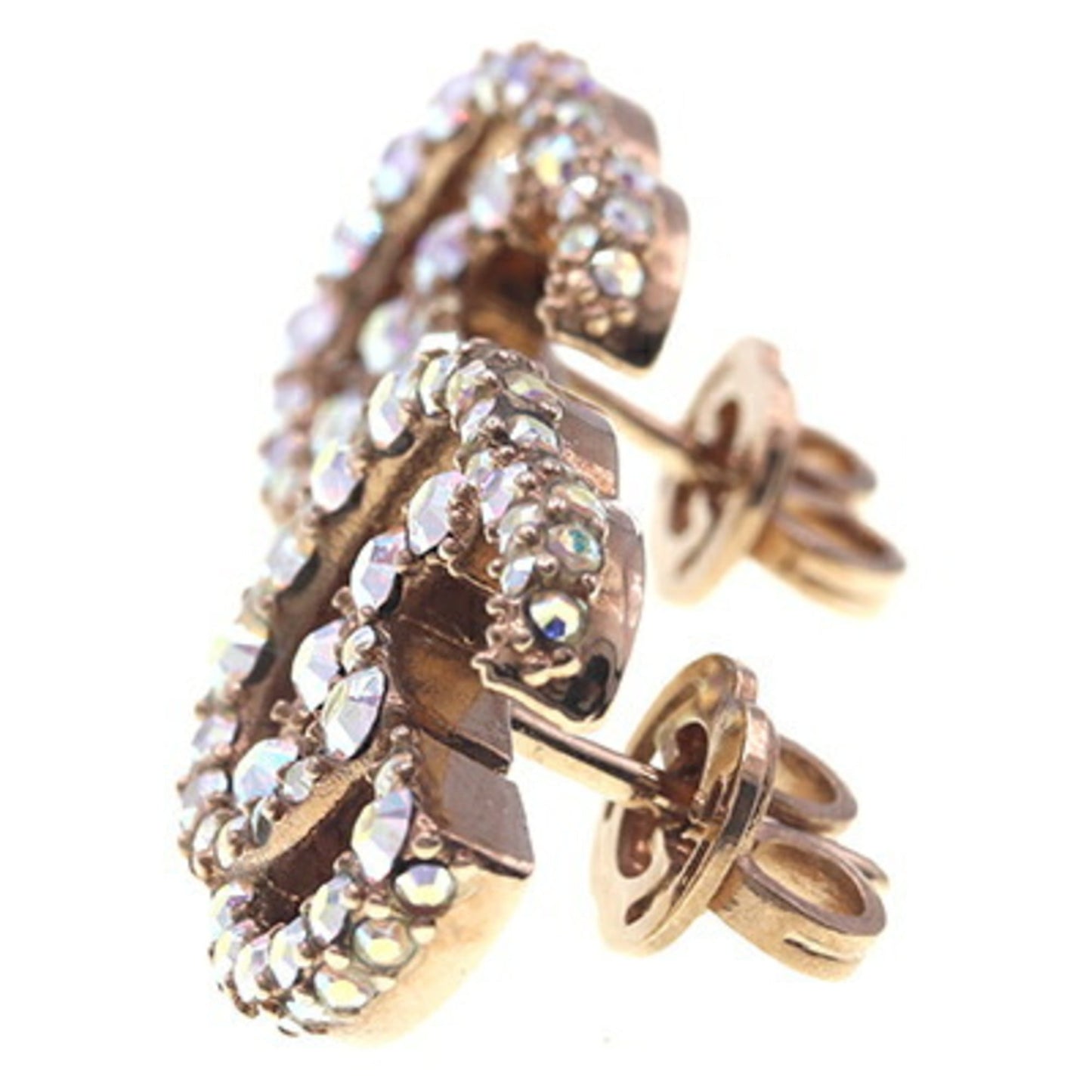 Gucci Double G Earrings 753886 Gold Metal Crystal GG Women's GUCCI