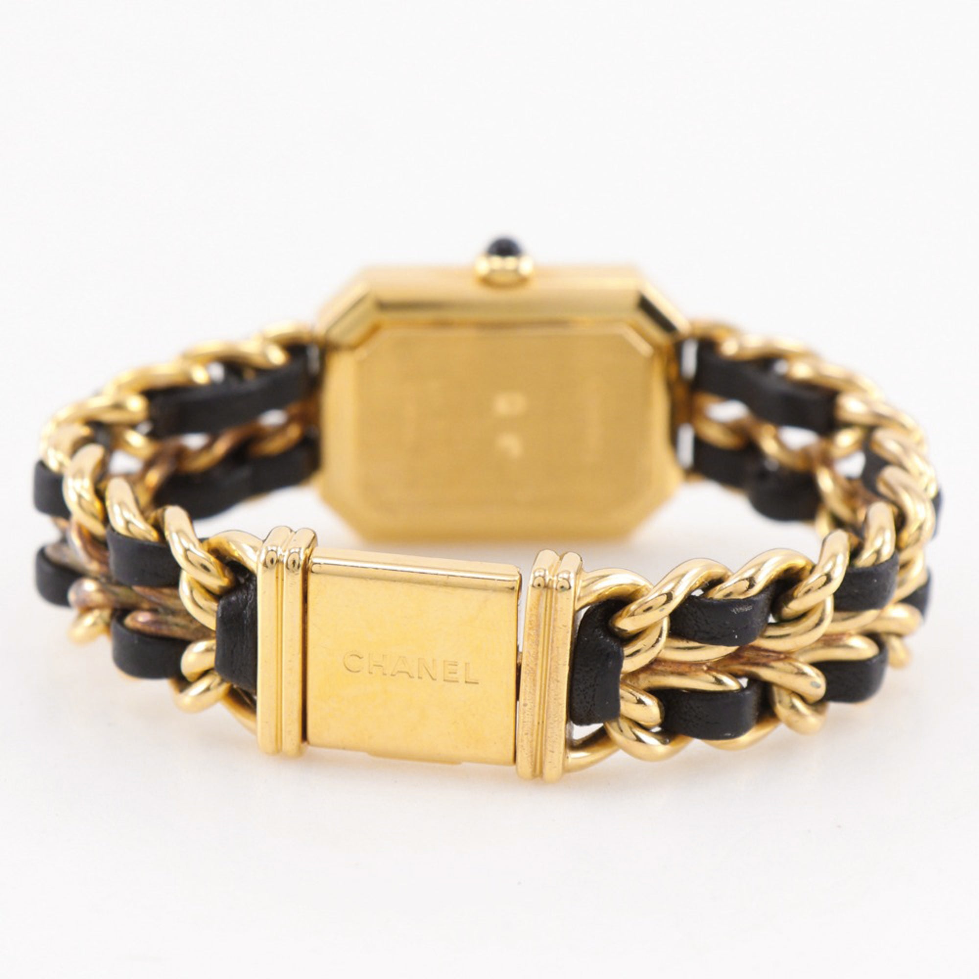 Chanel Premiere S Watch H0001 Gold Plated x Leather Black Quartz Analog Dial Ladies — Good